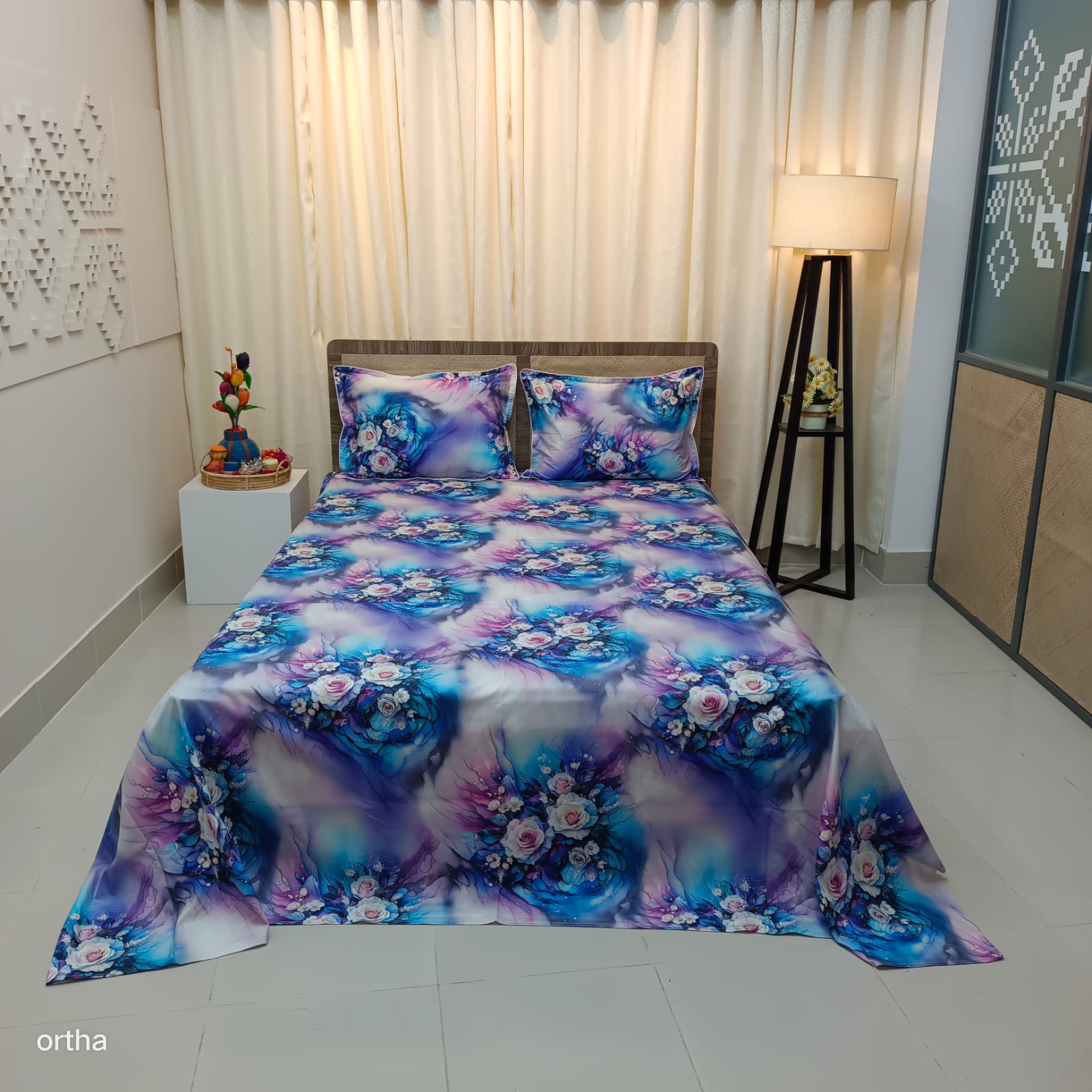 OLS Satin Cotton 3D Printed Bedsheet