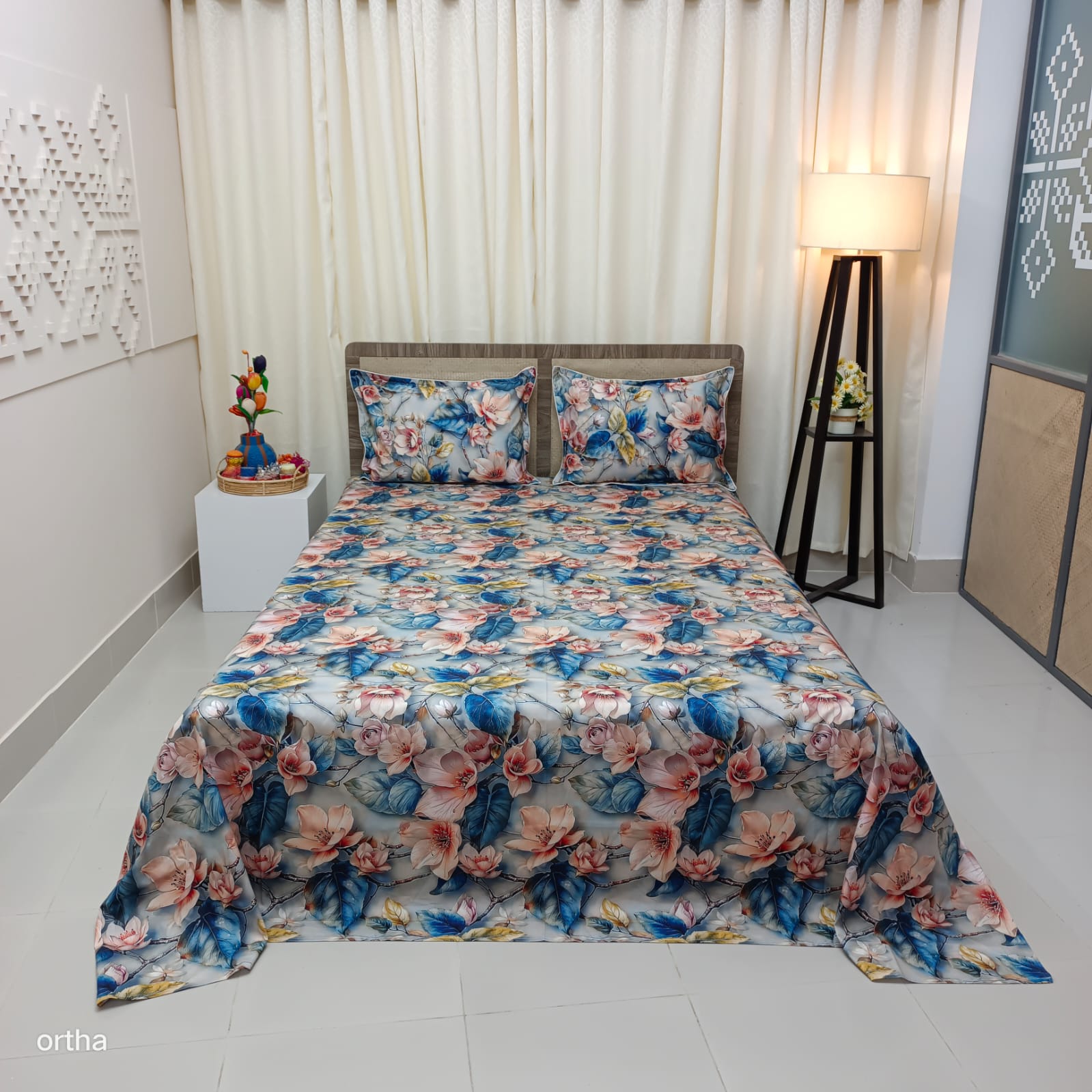 OLS Satin Cotton 3D Printed Bedsheet