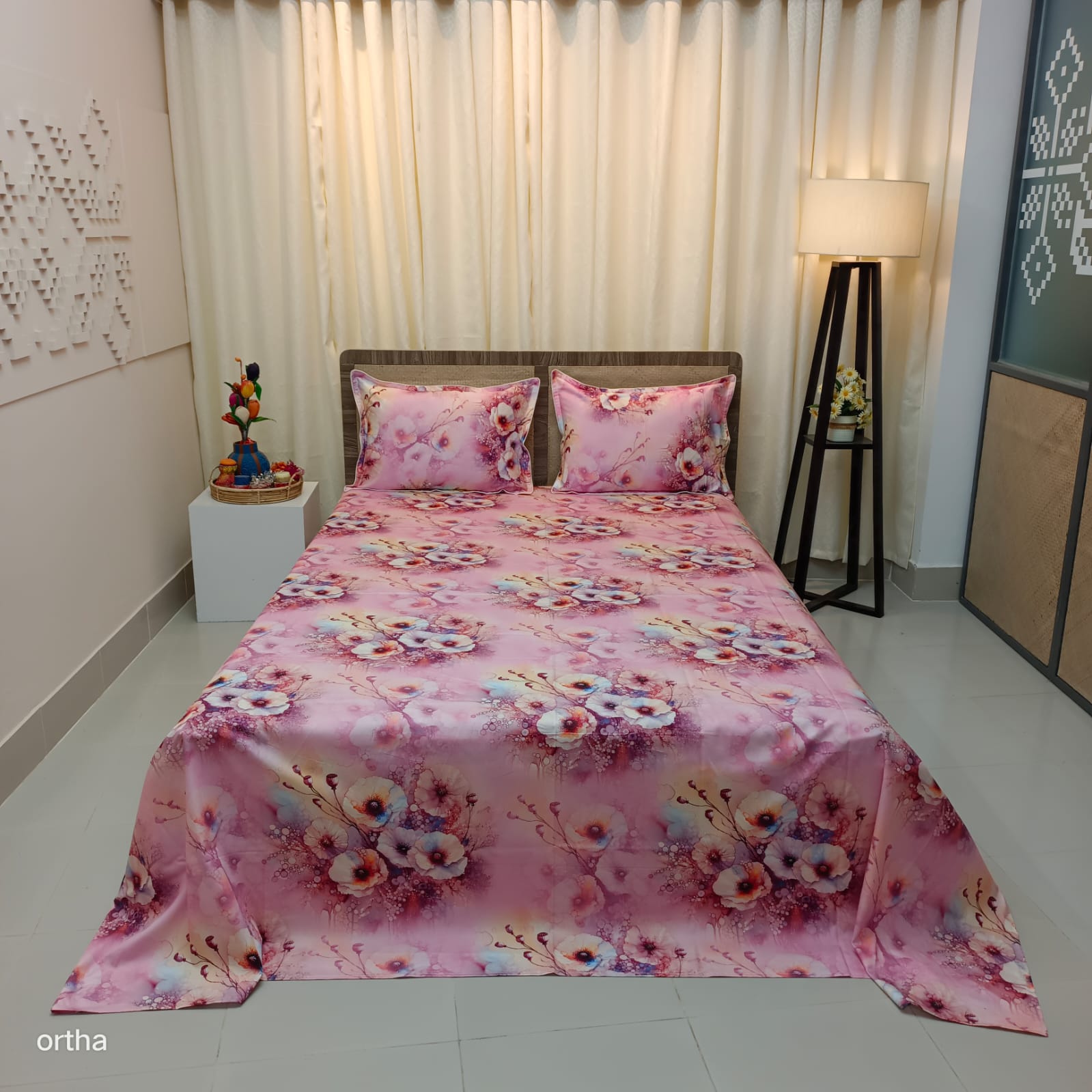 OLS Satin Cotton 3D Printed Bedsheet