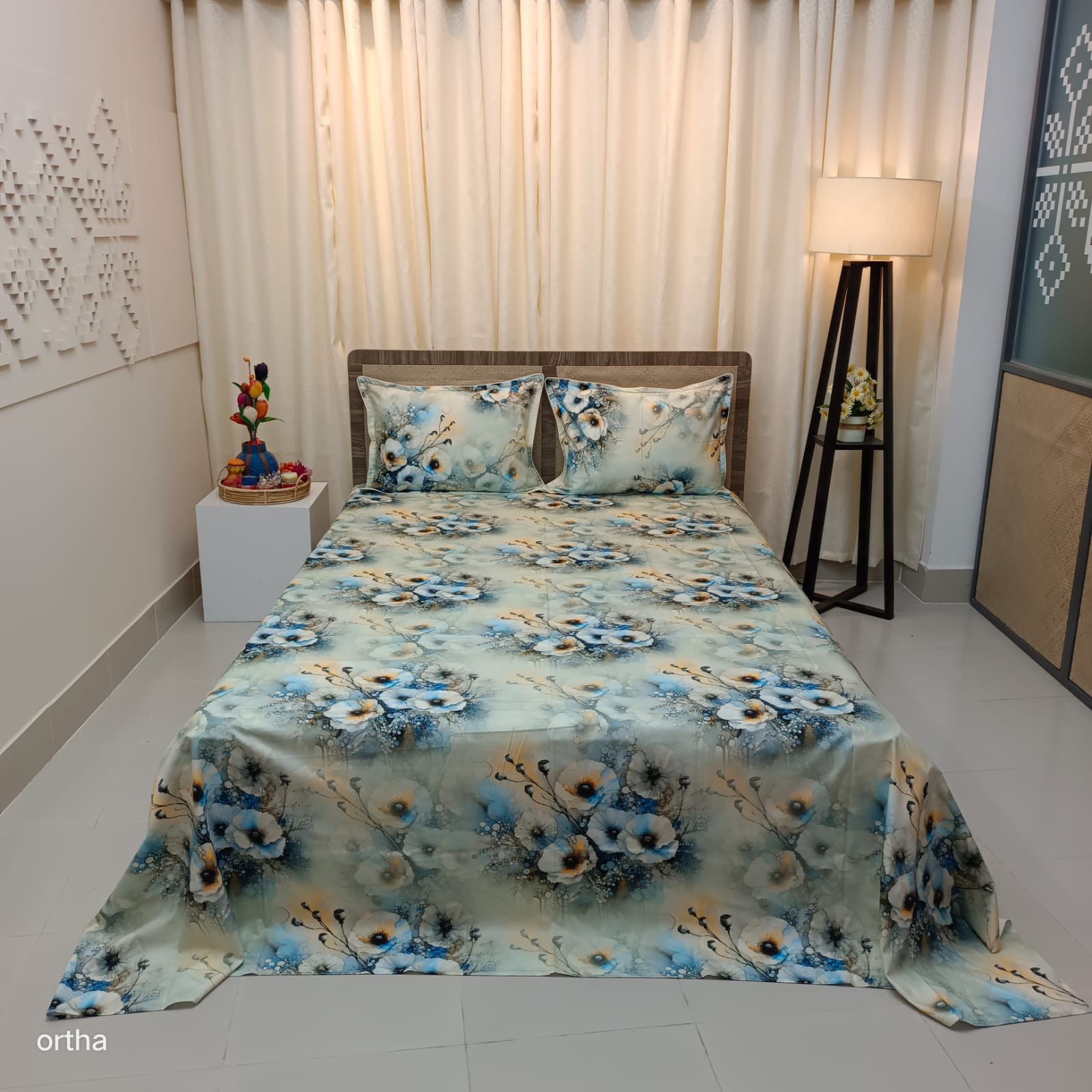 OLS Satin Cotton 3D Printed Bedsheet