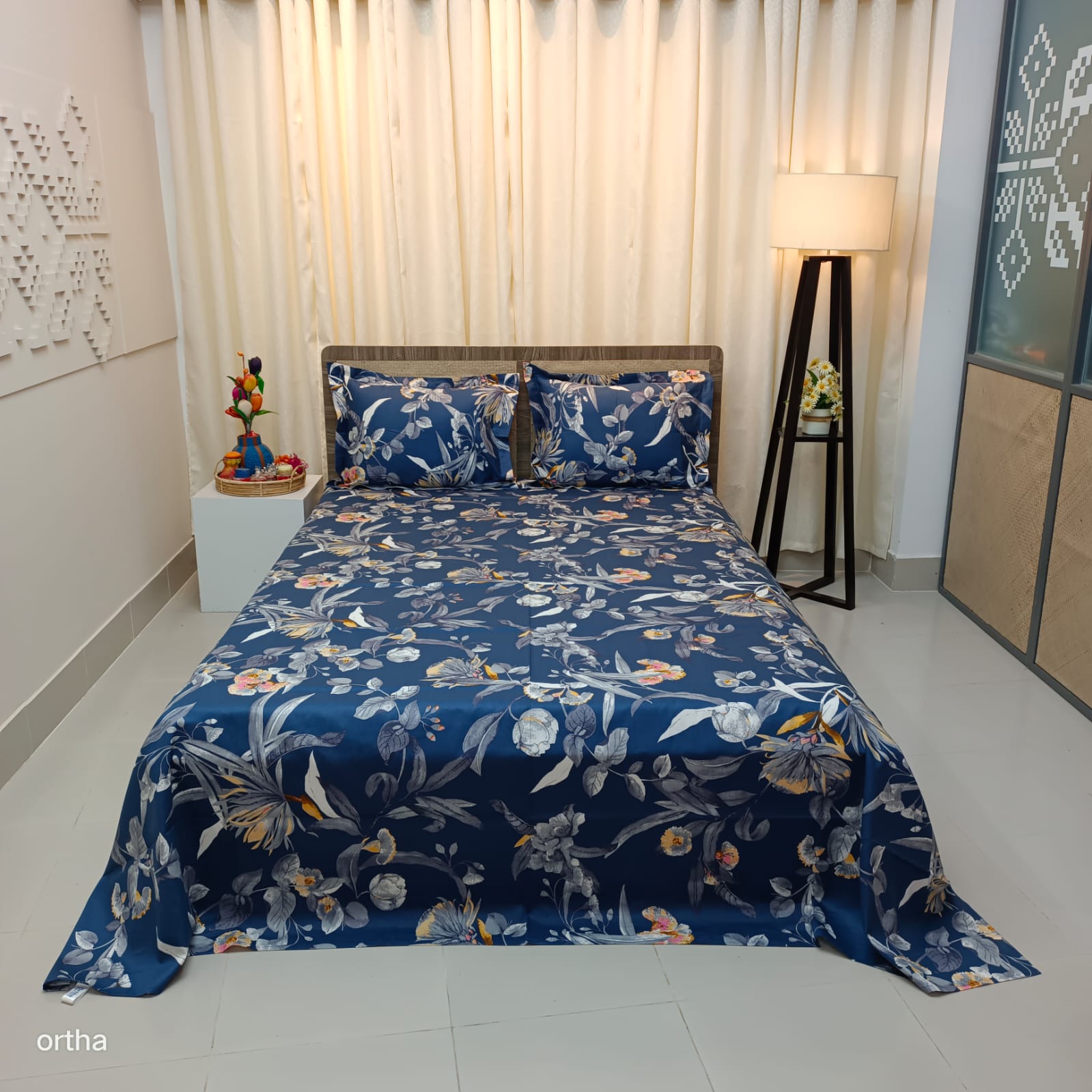Luxury Twill Cotton Ortha Bedsheet – King Size – 3Pecs – Nila