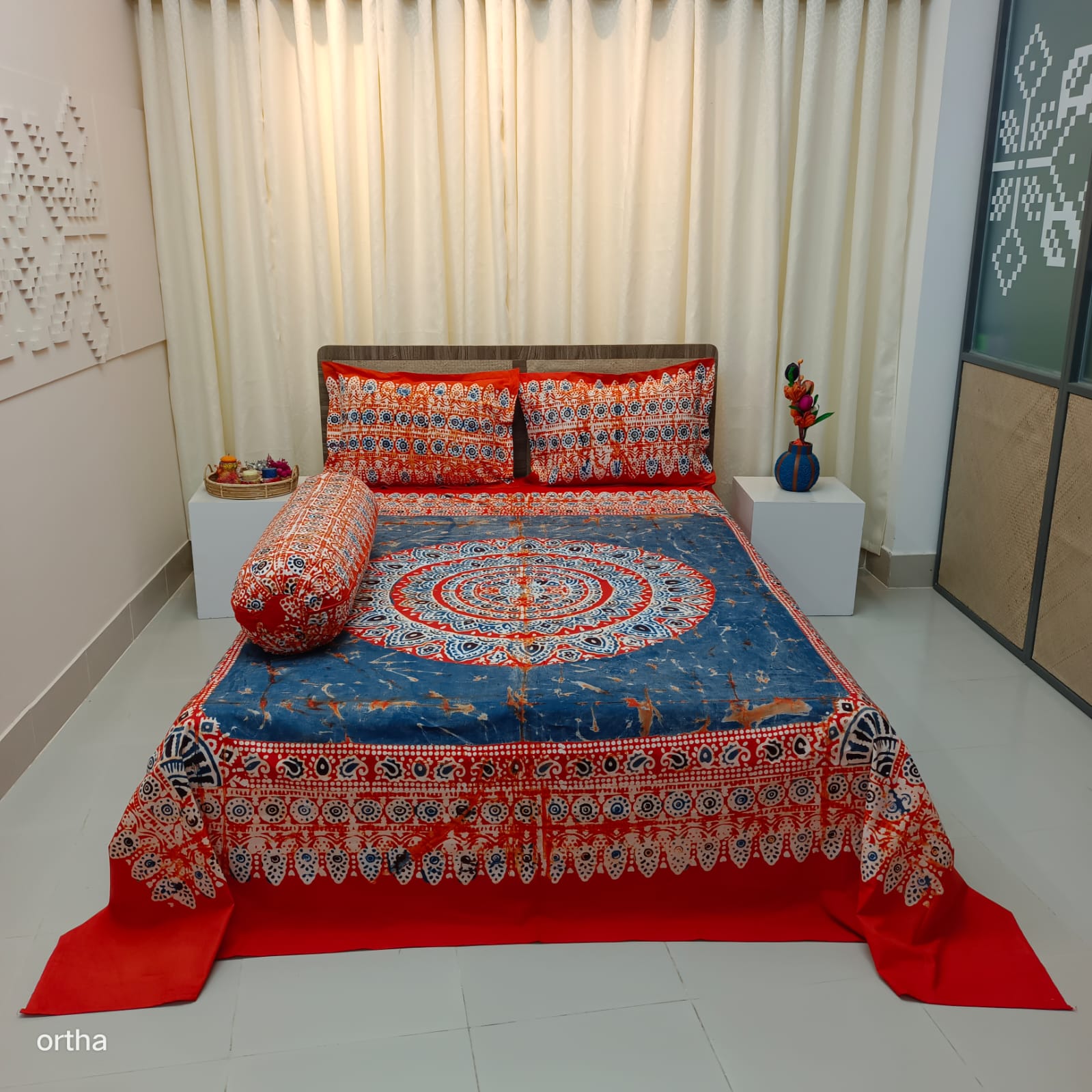 Ortha Mom Batik Designer Collection – 4 Pecs Set – Orange