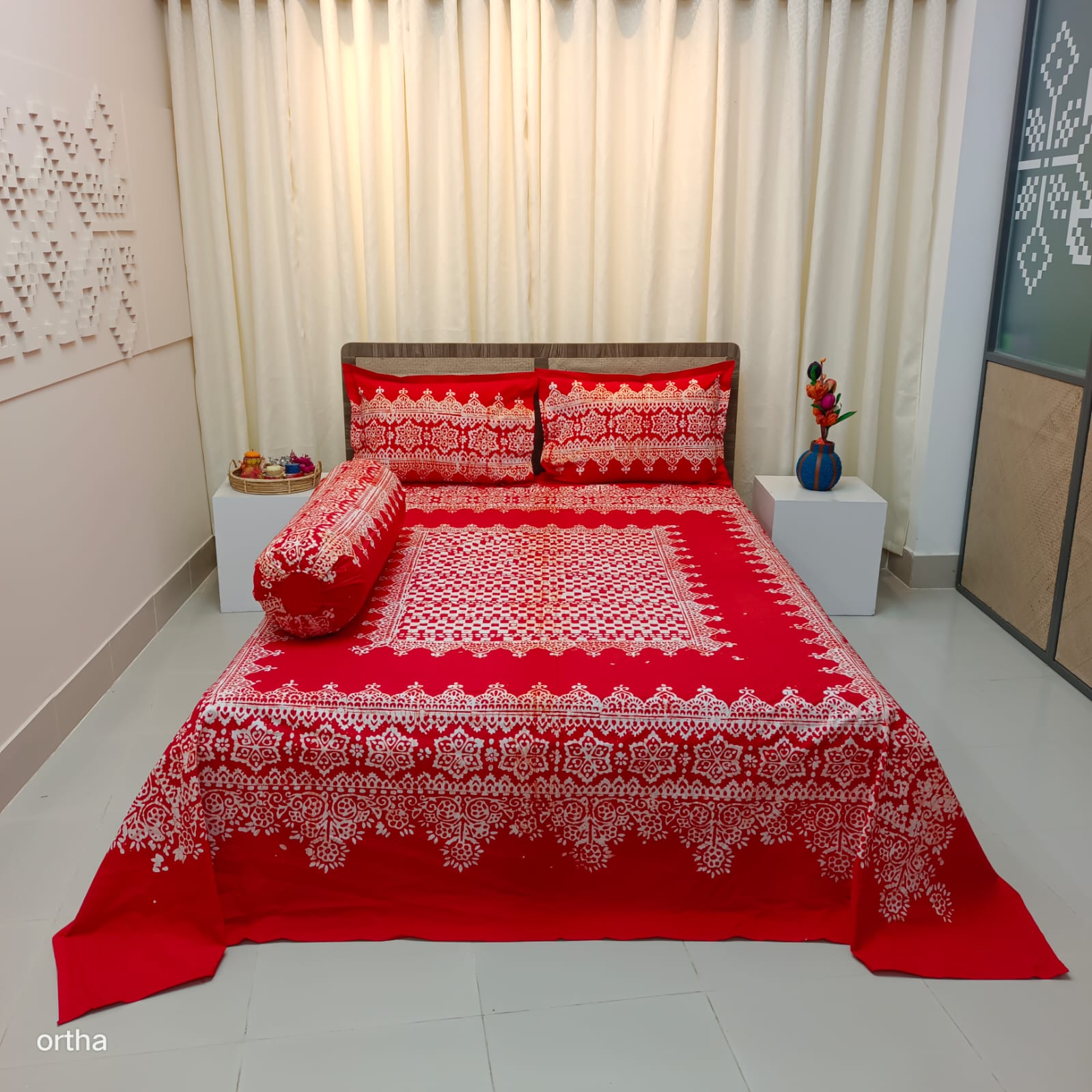Ortha Mom Batik Designer Collection – 4 Pecs Set – Mridula Red