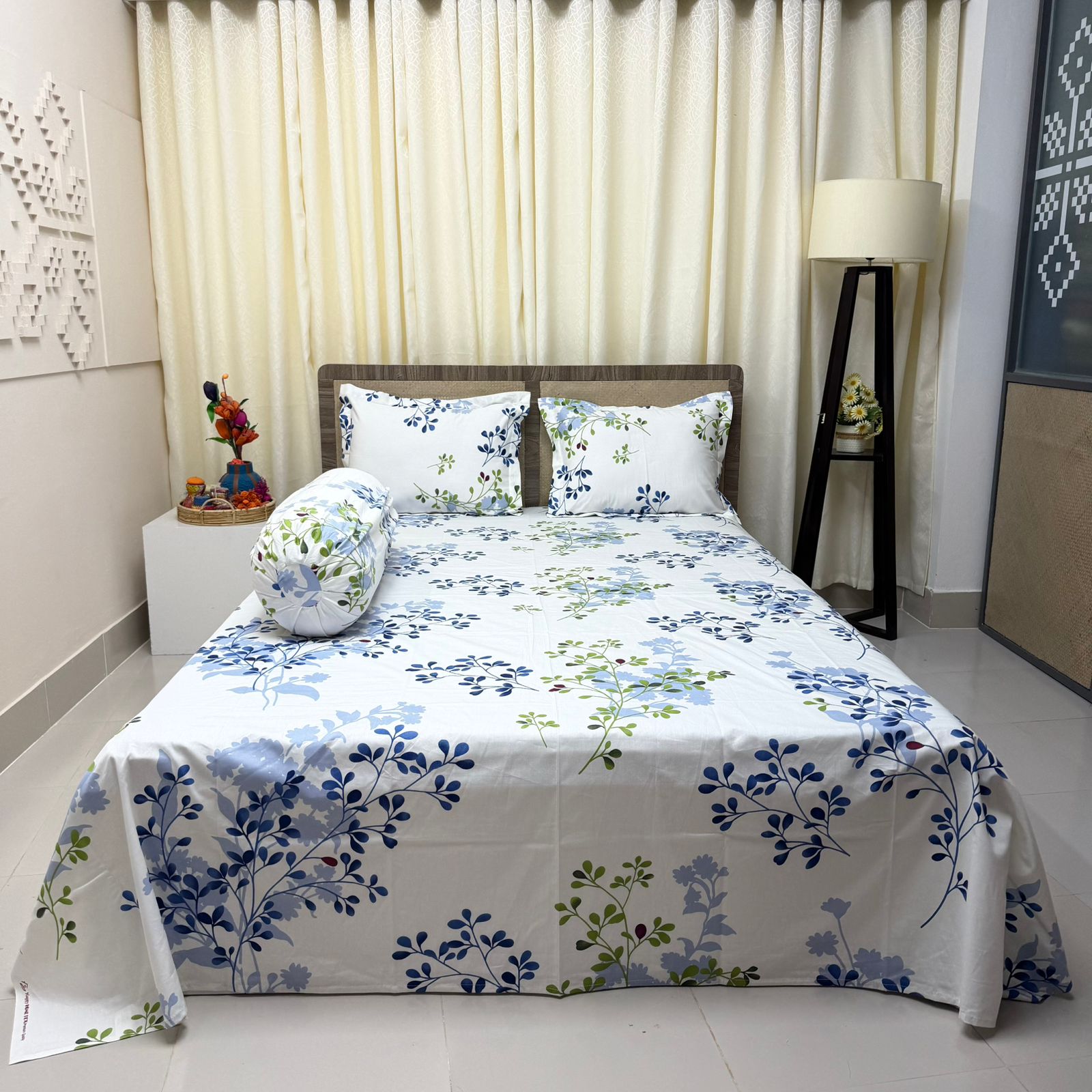 100% Cotton 4Pecs Luxury Twill Ortha Bedsheet – King Size – White sheet