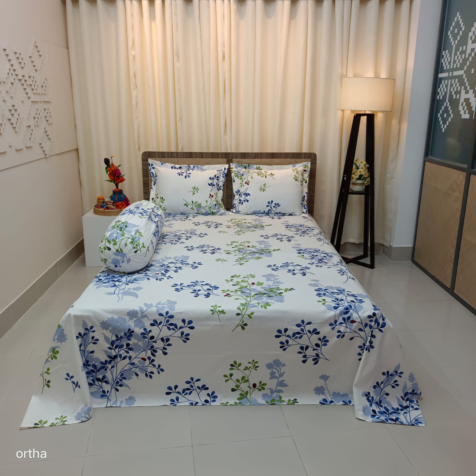 100% Cotton 4Pecs Luxury Twill Ortha Bedsheet – King Size – White sheet