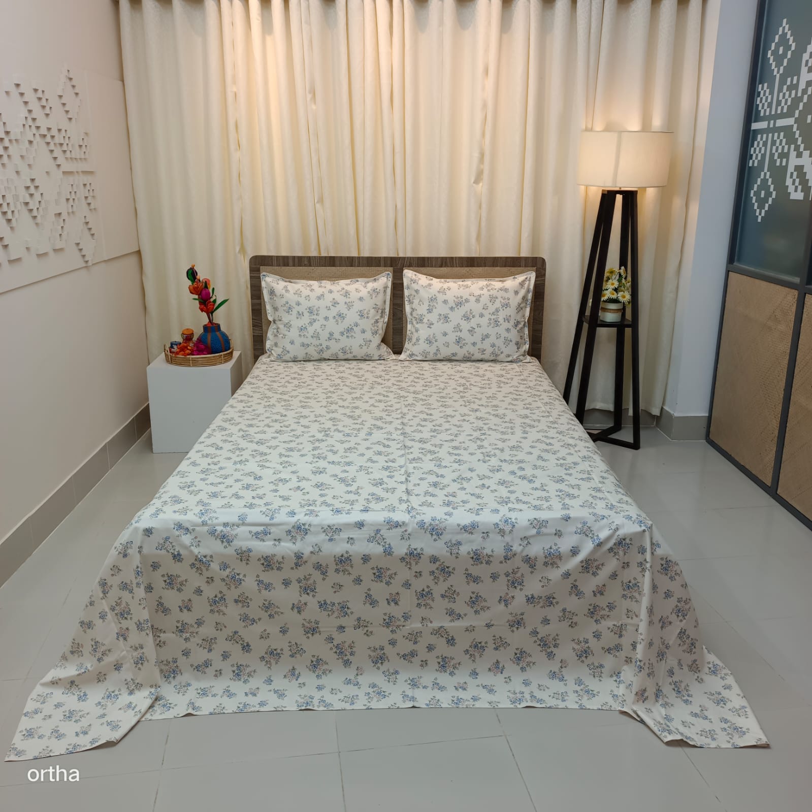OLS Premium Satin Twill Cotton Bedsheet - Cream