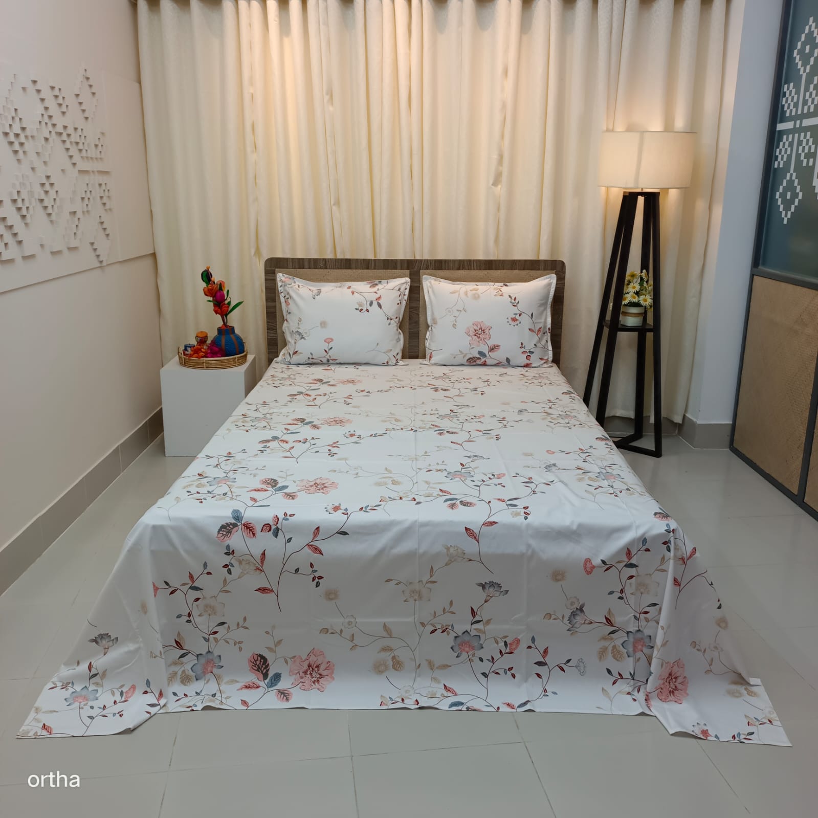 OLS Premium Satin Twill Cotton Bedsheet - Dove