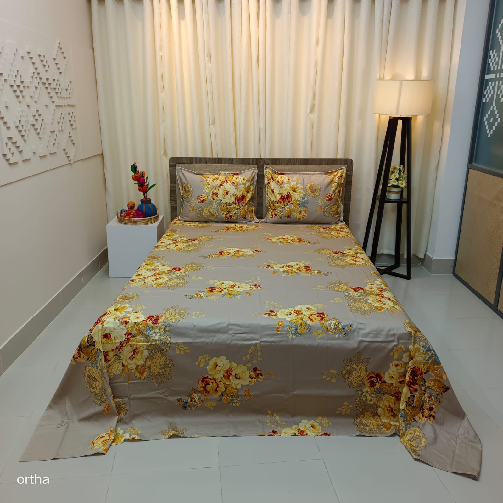 OLS Premium Satin Twill Cotton Bedsheet - Sage