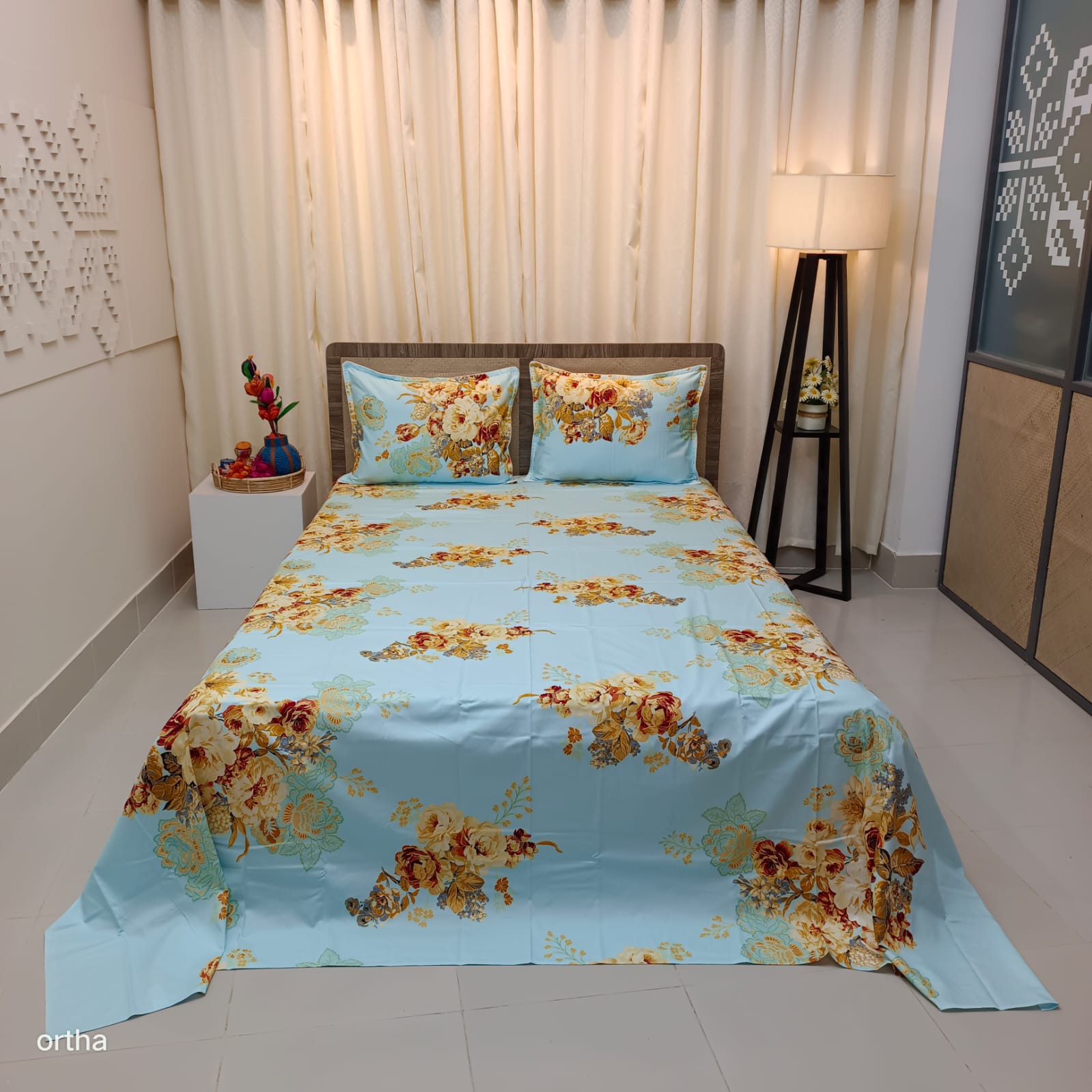 OLS Premium Satin Twill Cotton Bedsheet - Aura