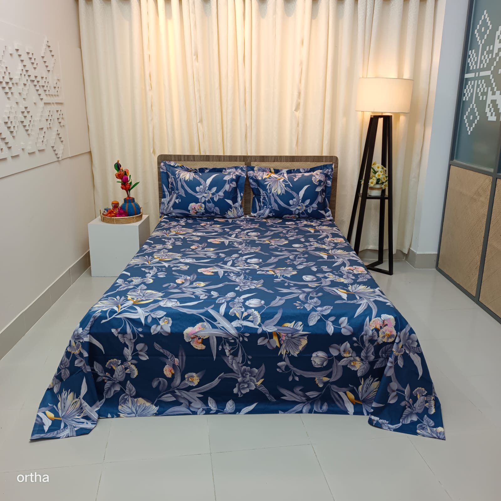 100% Cotton Luxury Twill Ortha Bedsheet – King Size – 3Pecs – Nila