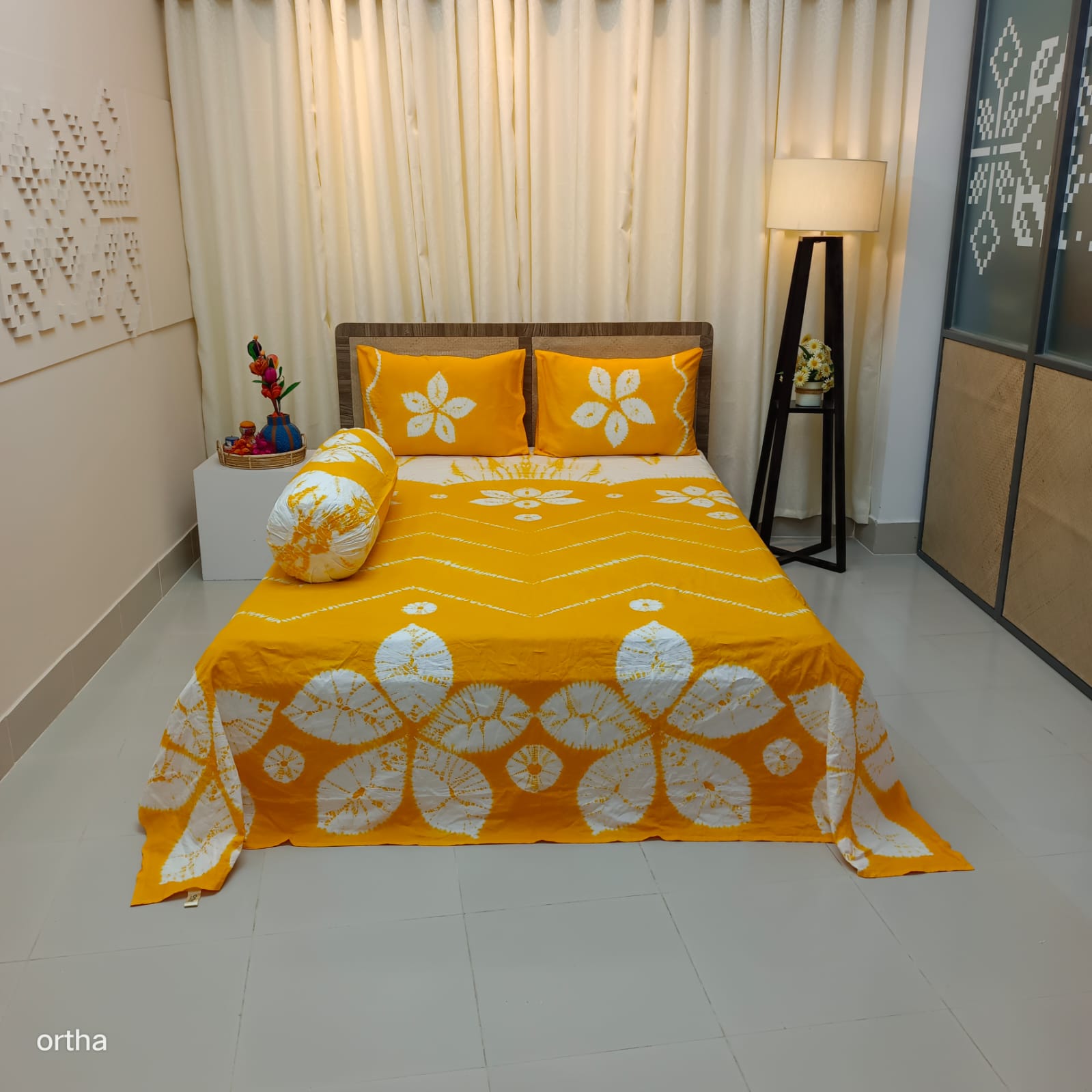 Tie-dye Luxury Twill Cotton Ortha Bedsheet - 4 Pecs Set
