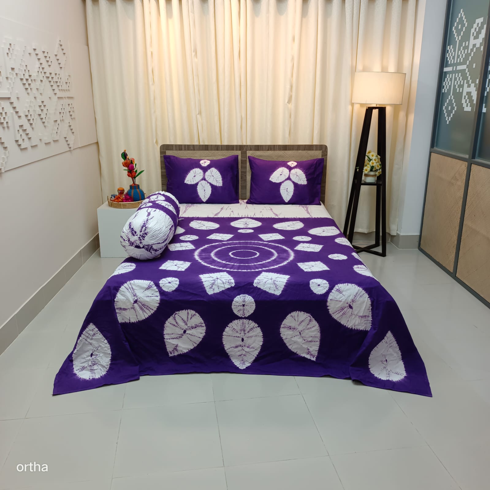 Tie-dye Luxury Twill Cotton Ortha Bedsheet - 4 Pecs Set