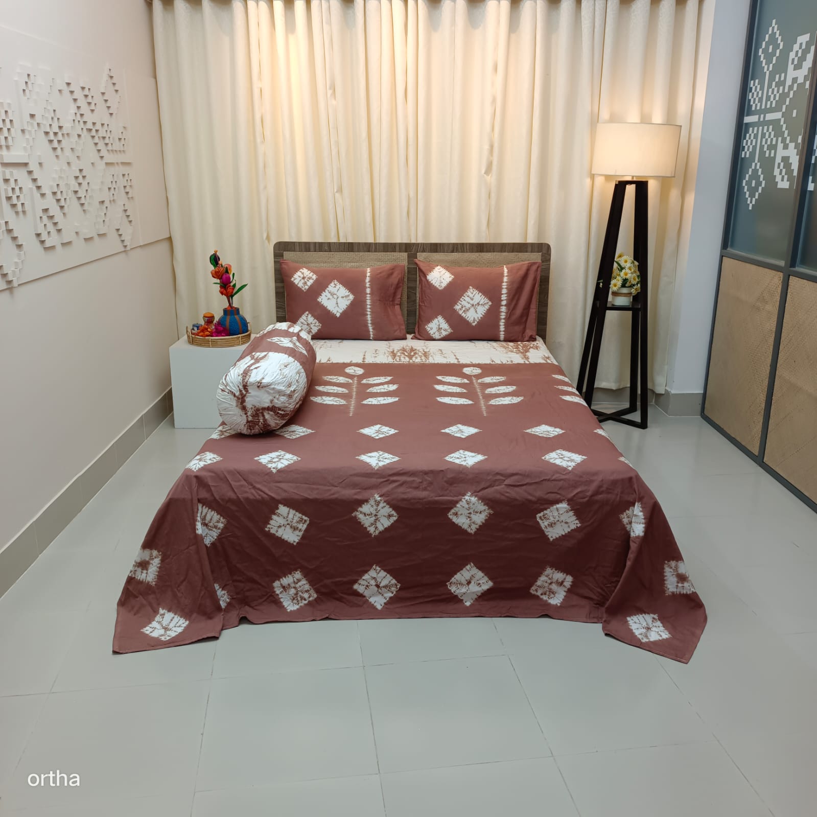 Tie-dye Luxury Twill Cotton Ortha Bedsheet - 4 Pecs Set