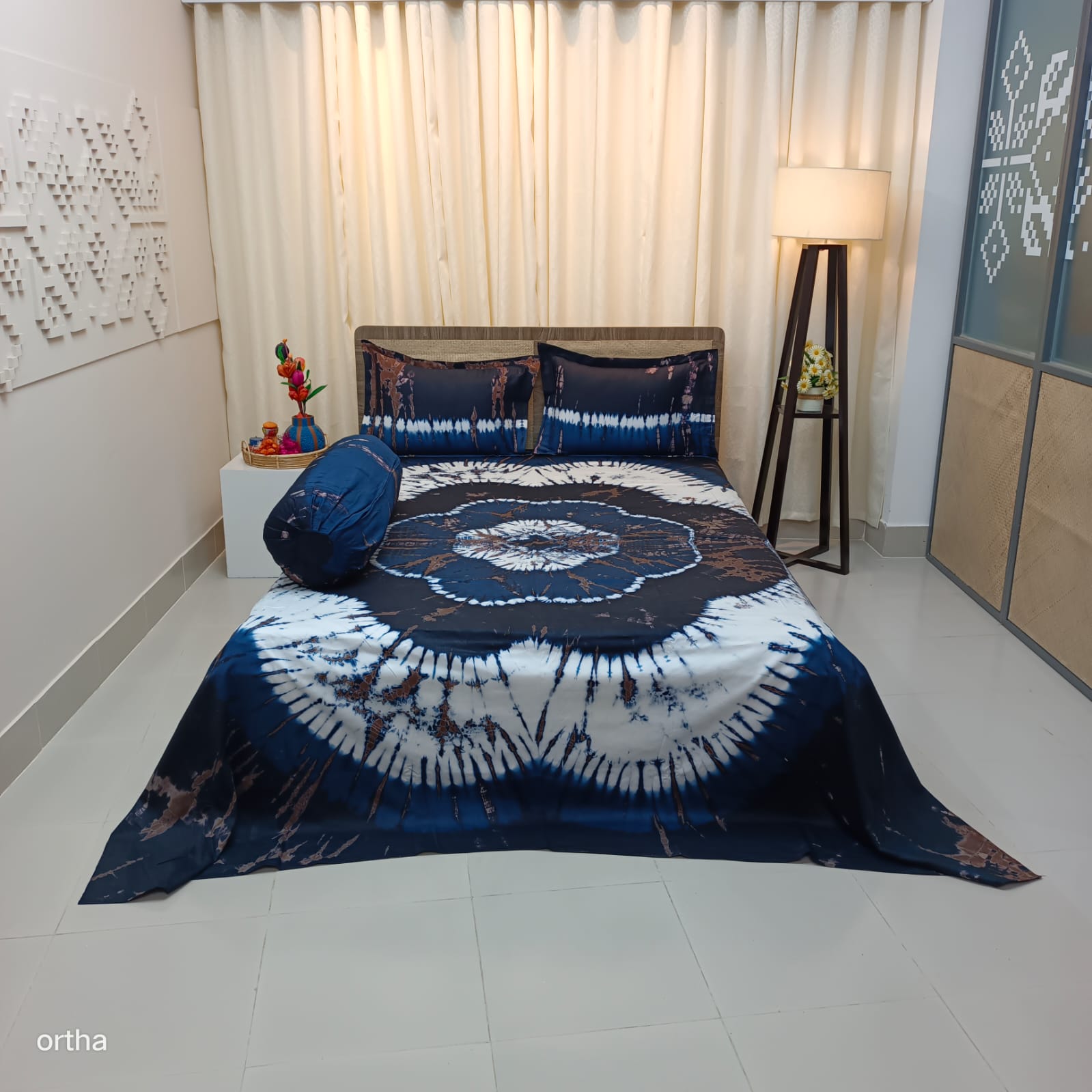Tie-dye Plain Satin Cotton Ortha Bedsheet