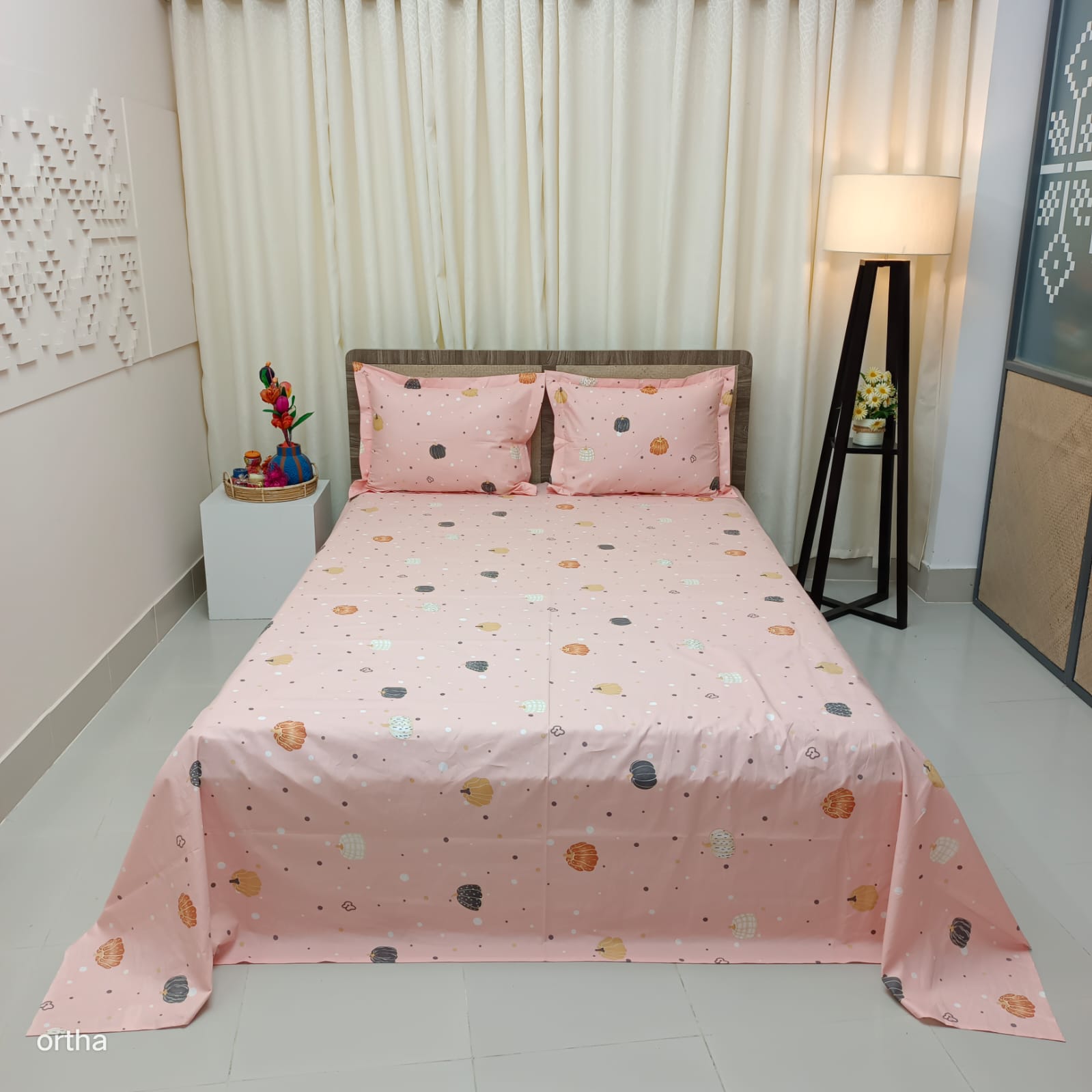 ORTHA EXCLUSIVE COTTON KING SIZE BEDSHEET – 3 PECS SET