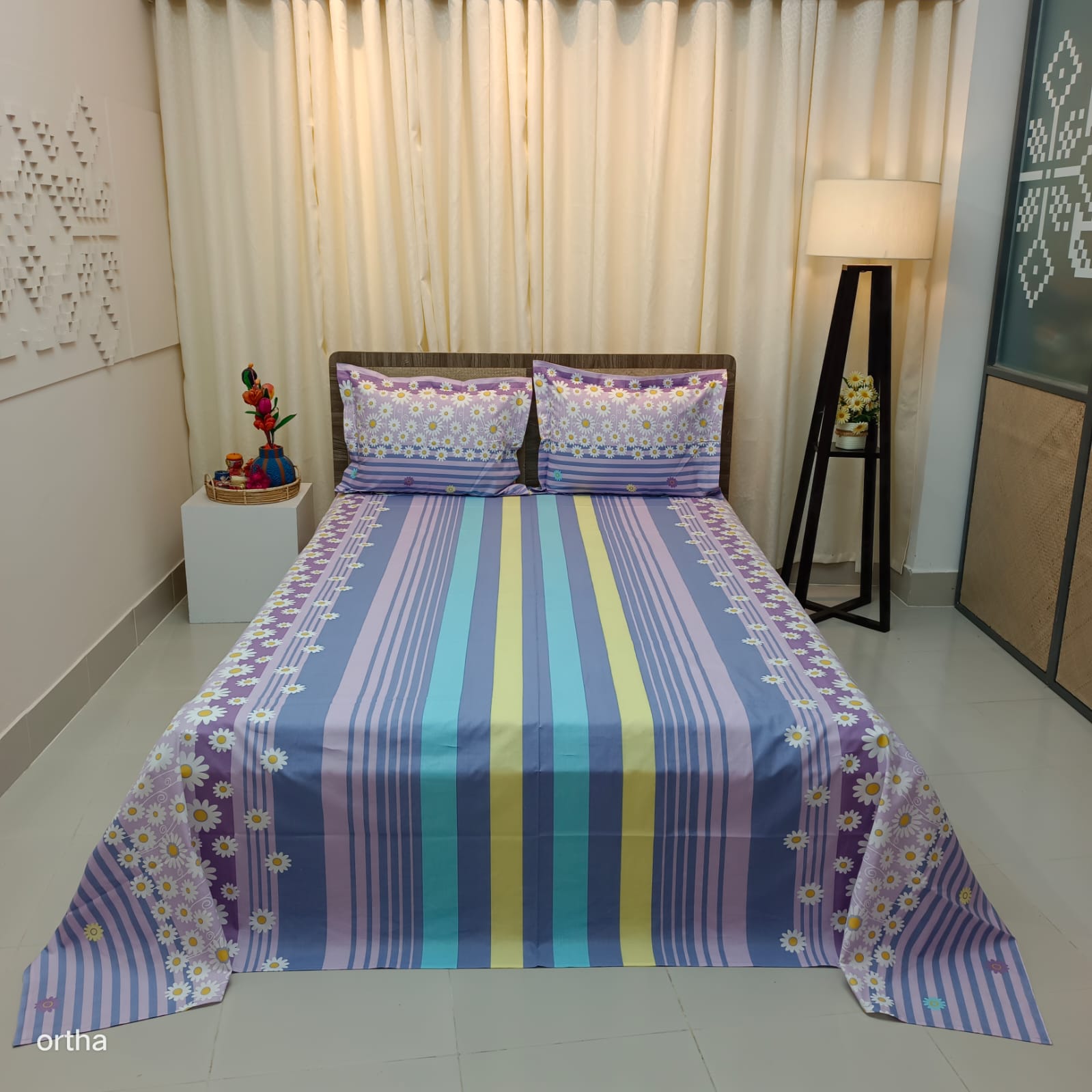 ORTHA EXCLUSIVE COTTON KING SIZE BEDSHEET – 3 PECS SET