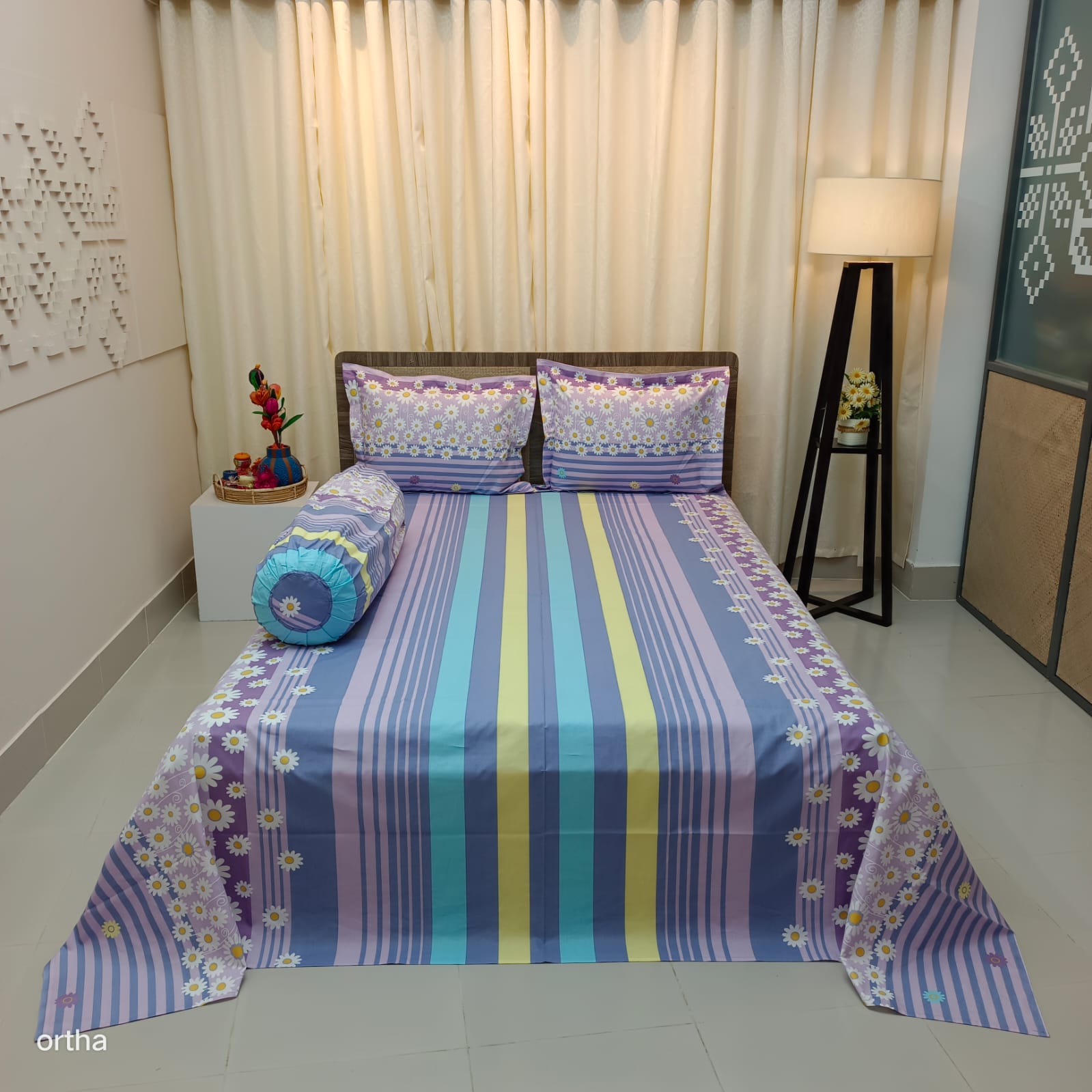 ORTHA EXCLUSIVE COTTON KING SIZE BEDSHEET – 4 PECS SET