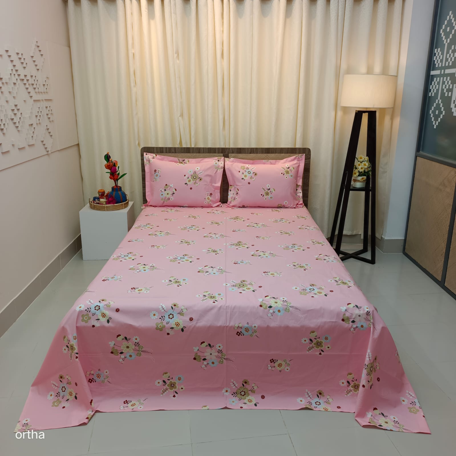 ORTHA EXCLUSIVE COTTON KING SIZE BEDSHEET – 3 PECS SET