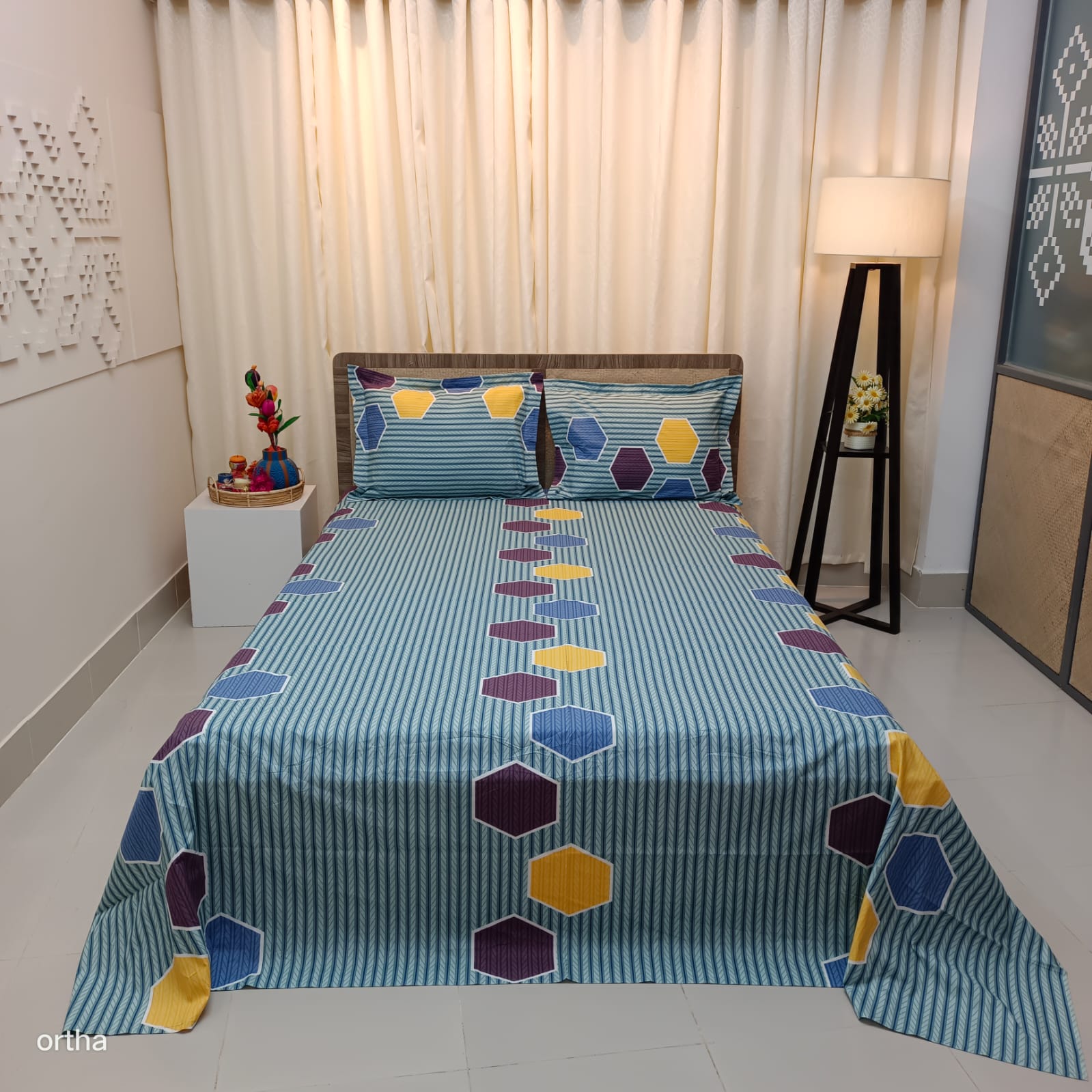 ORTHA EXCLUSIVE COTTON KING SIZE BEDSHEET – 3 PECS SET