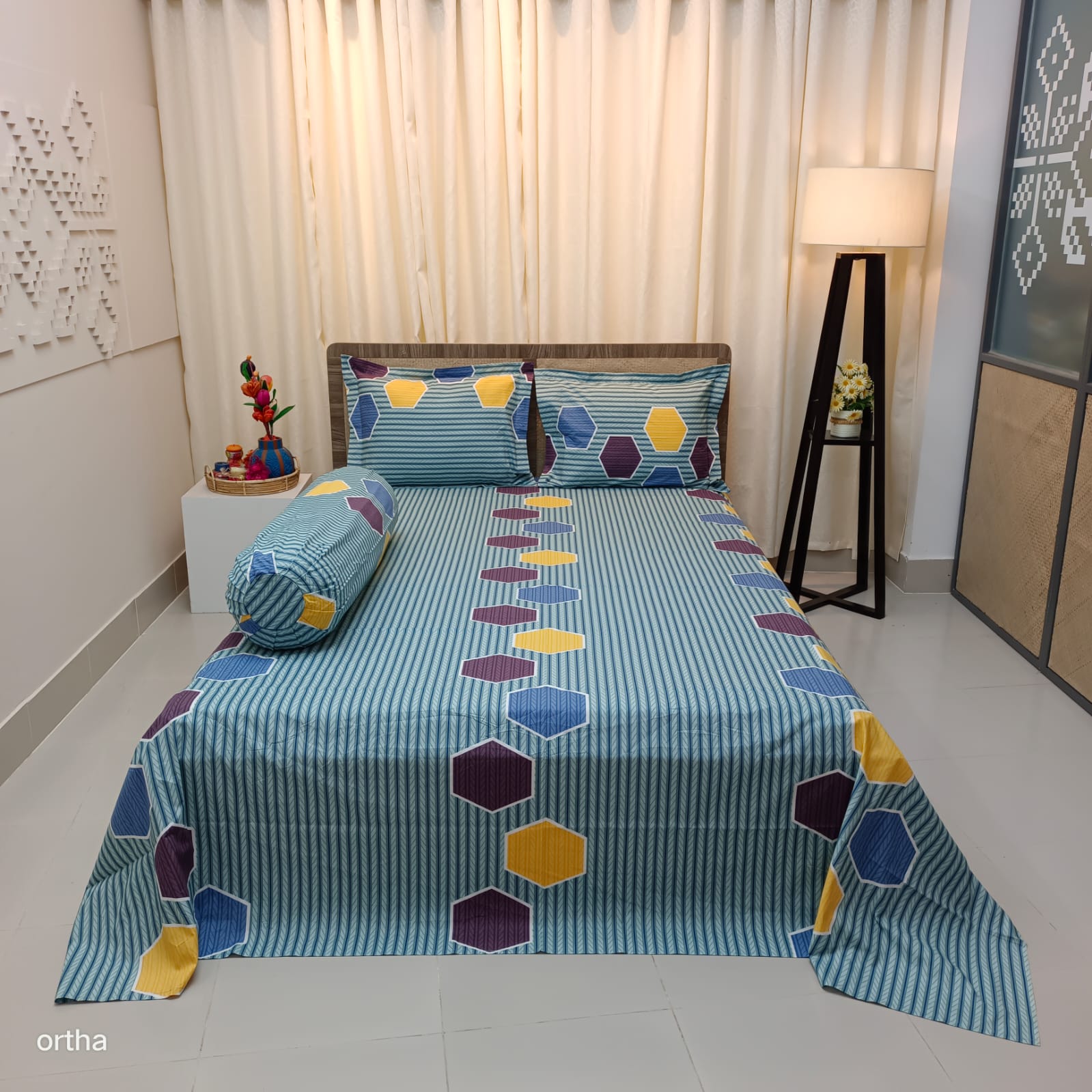 ORTHA EXCLUSIVE COTTON KING SIZE BEDSHEET – 4 PECS SET