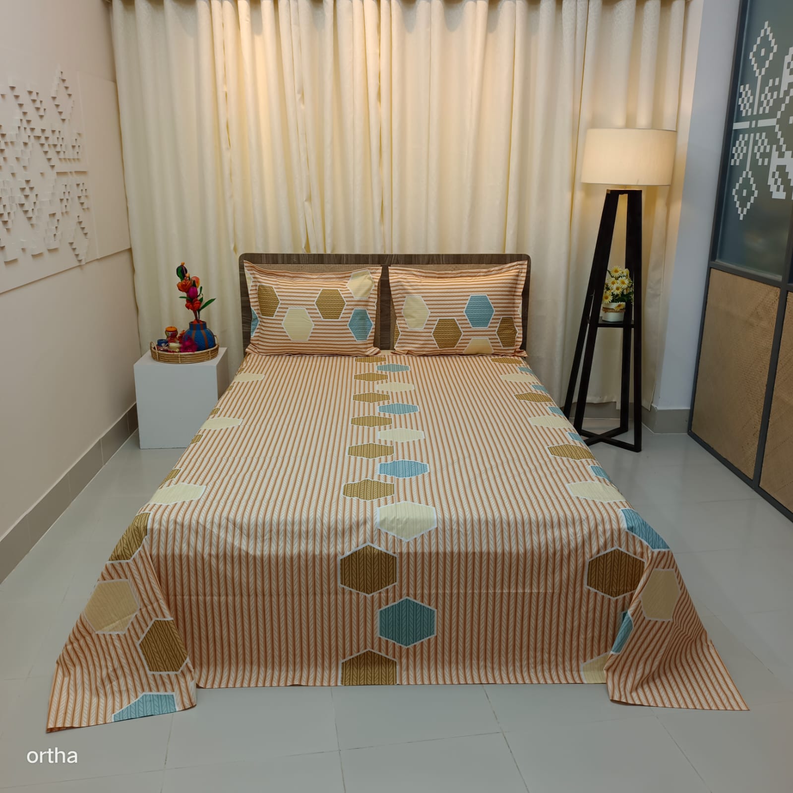 ORTHA EXCLUSIVE COTTON KING SIZE BEDSHEET – 3 PECS SET