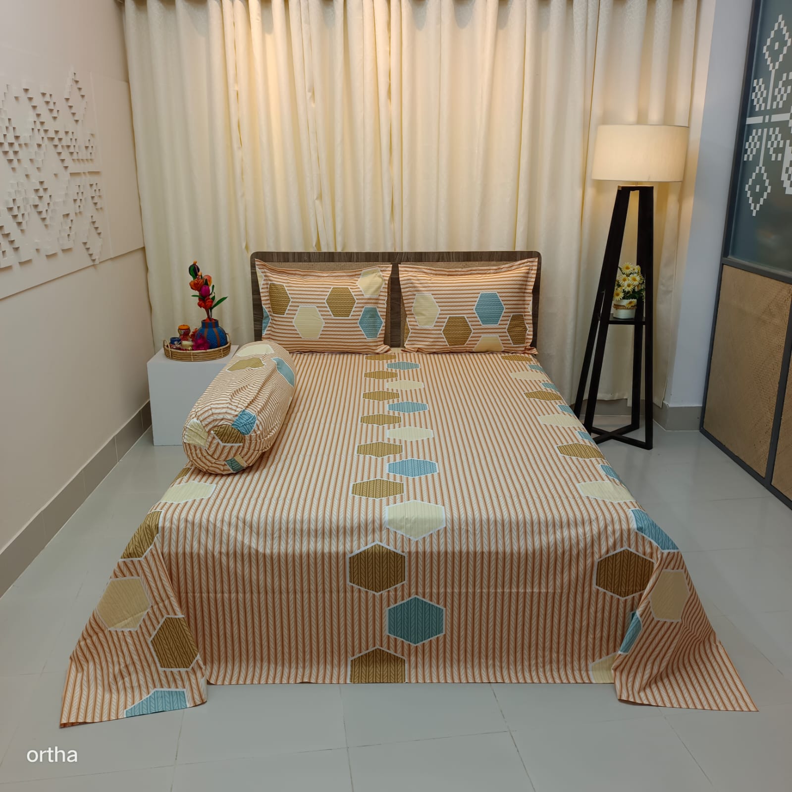 ORTHA EXCLUSIVE COTTON KING SIZE BEDSHEET – 4 PECS SET