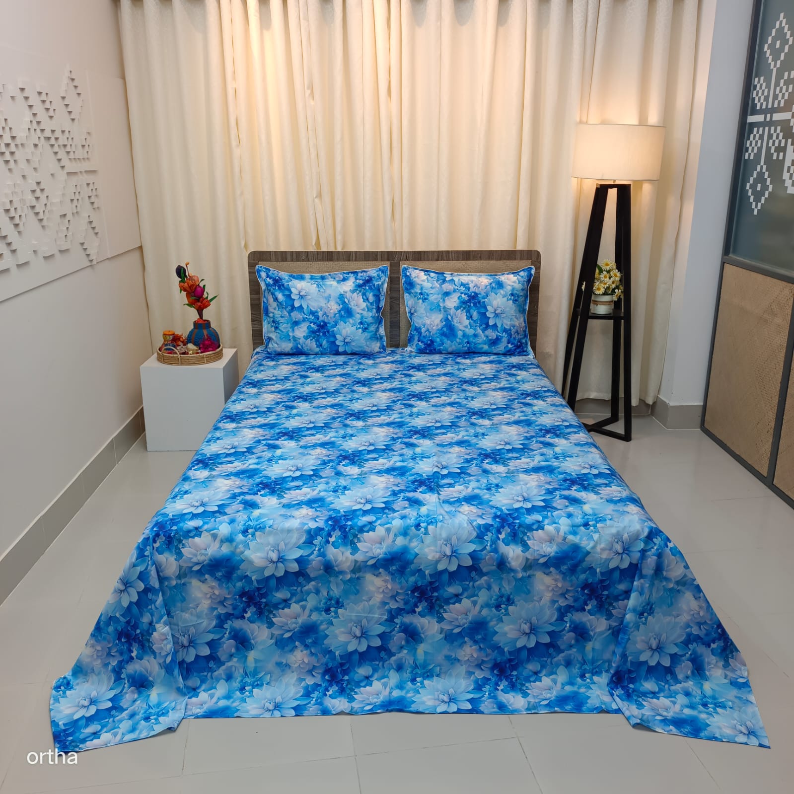 OLS Super King Size High End Cotton 3D Printed Bedsheet
