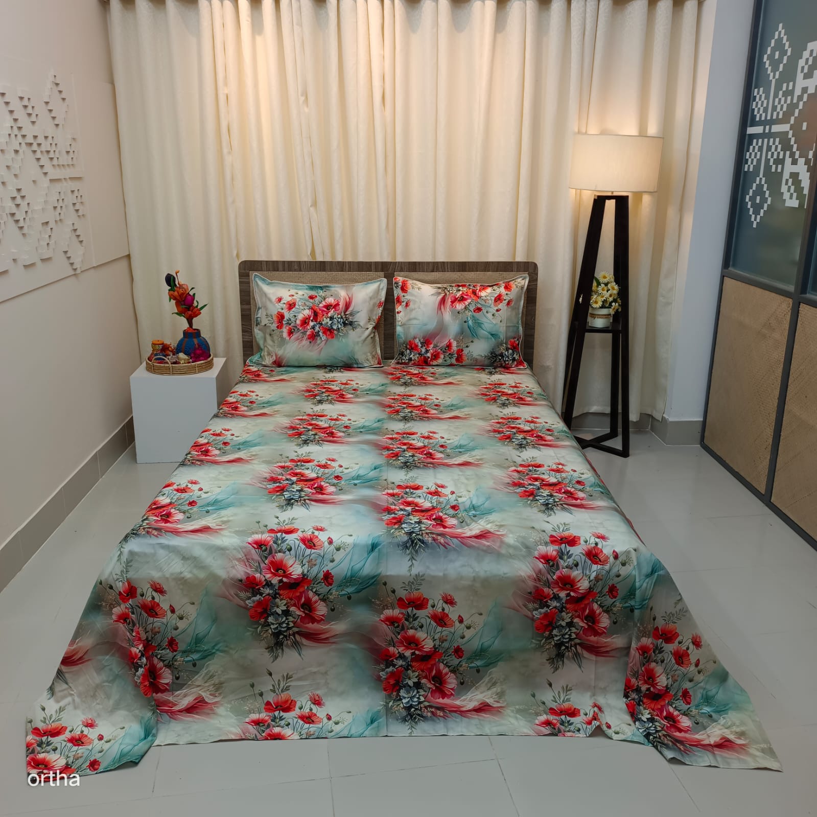OLS Super King Size High End Cotton 3D Printed Bedsheet