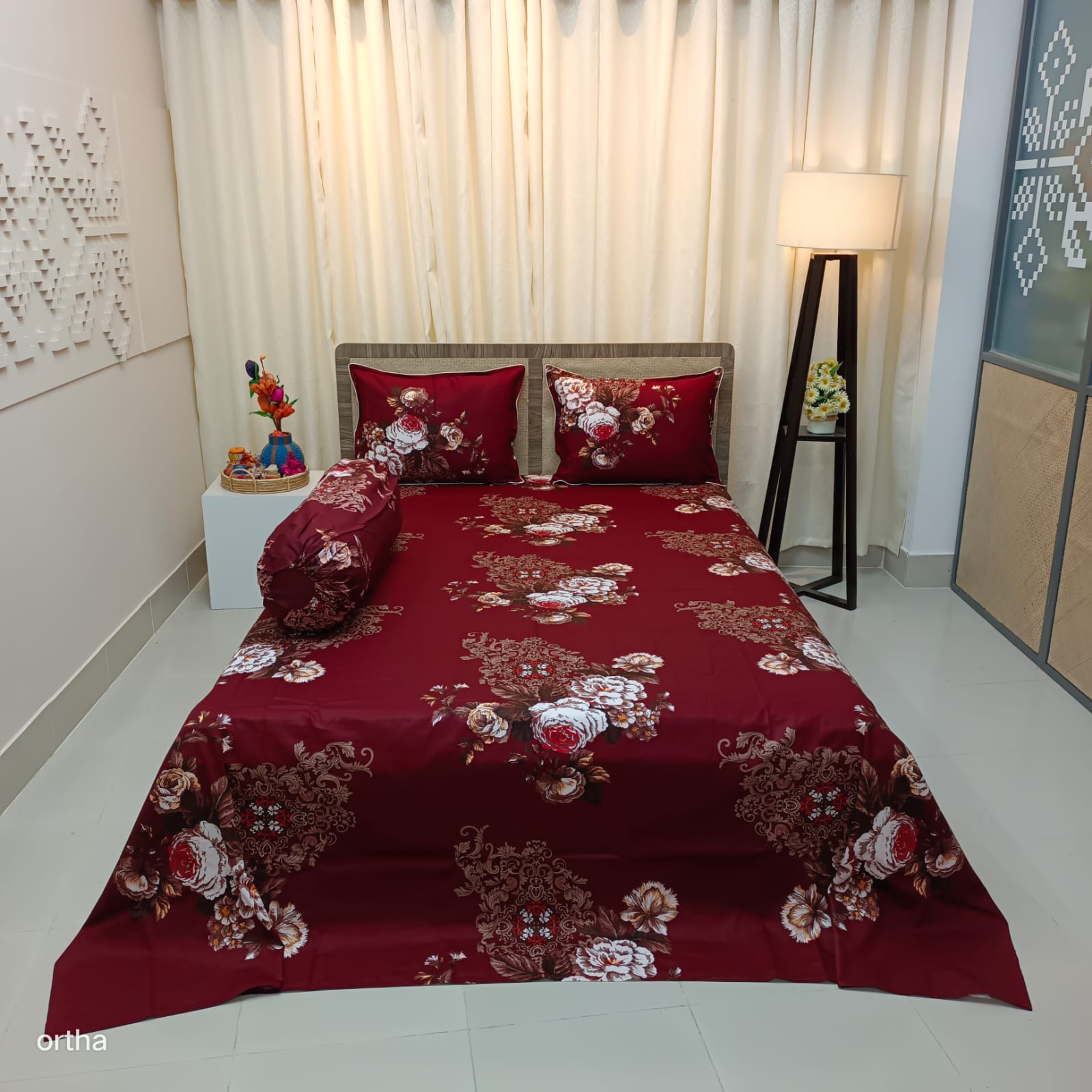 OLS Super King Size Luxury Twill Cotton Bedsheet - 4Pecs Set - Best Selling
