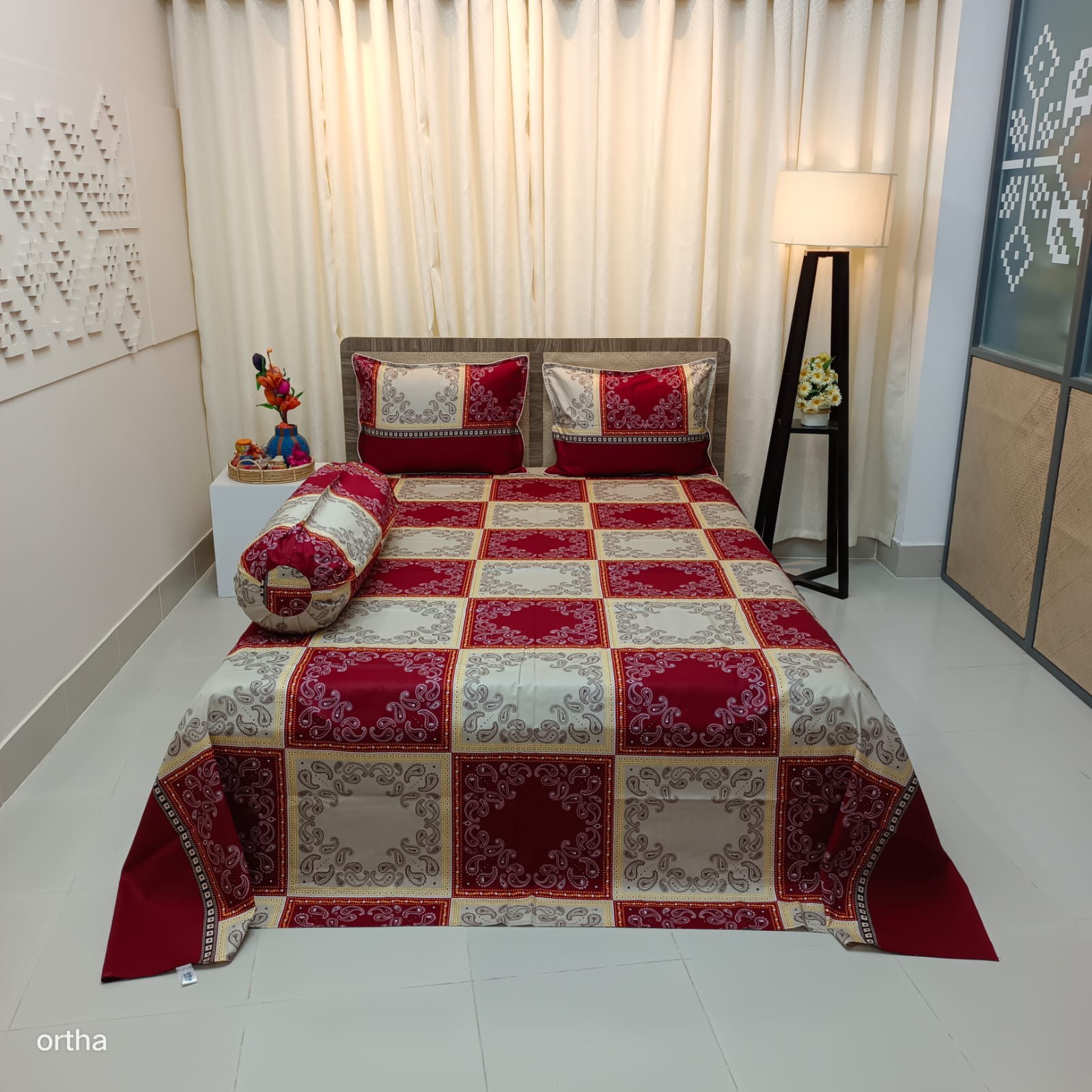 OLS Super King Size Luxury Twill Cotton Bedsheet - 4Pecs Set