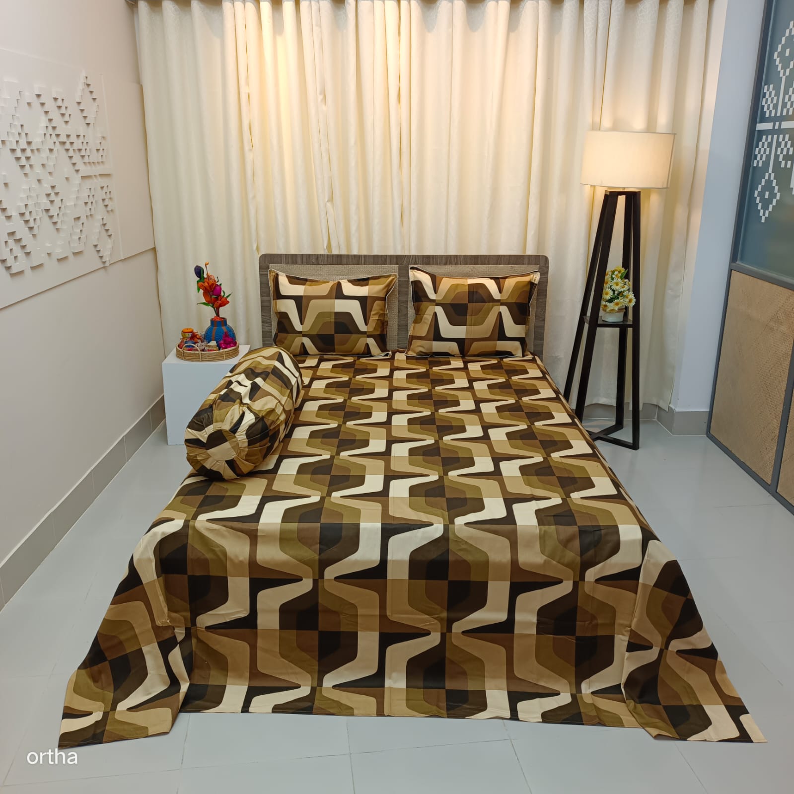 OLS Super King Size Luxury Twill Cotton Bedsheet - 4Pecs Set