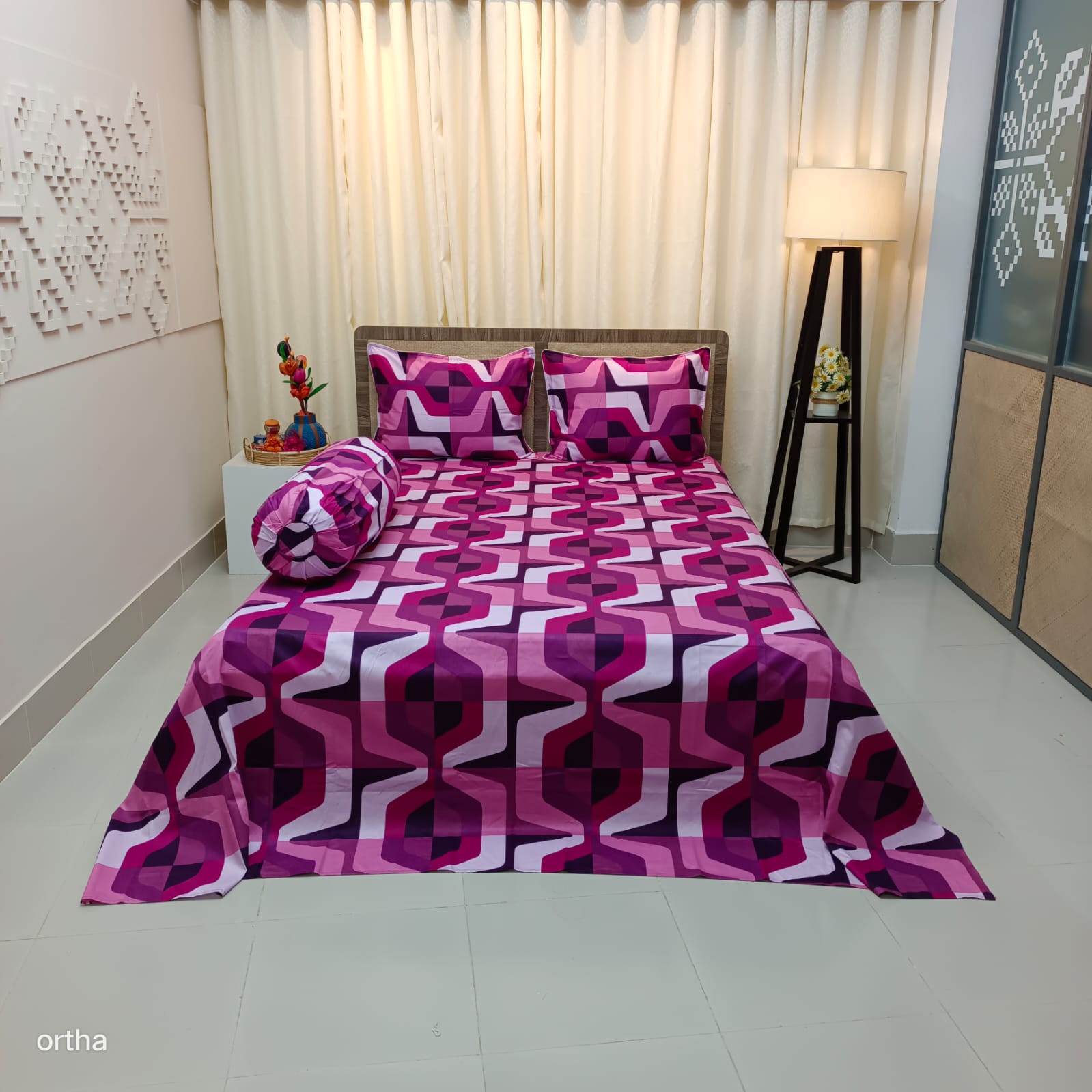 OLS Super King Size Luxury Twill Cotton Bedsheet - 4Pecs Set