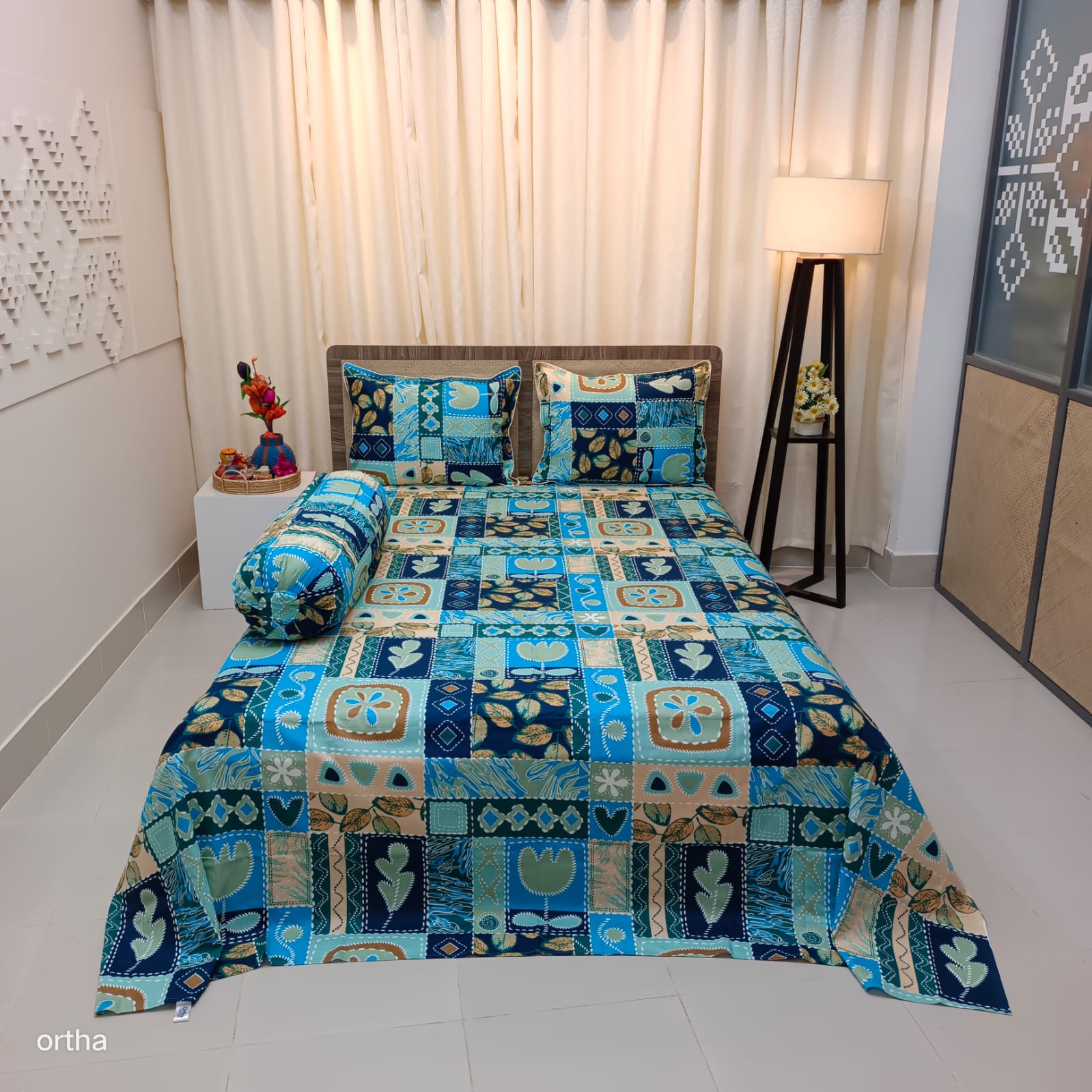 OLS Super King Size Luxury Twill Cotton Bedsheet - 4Pecs Set