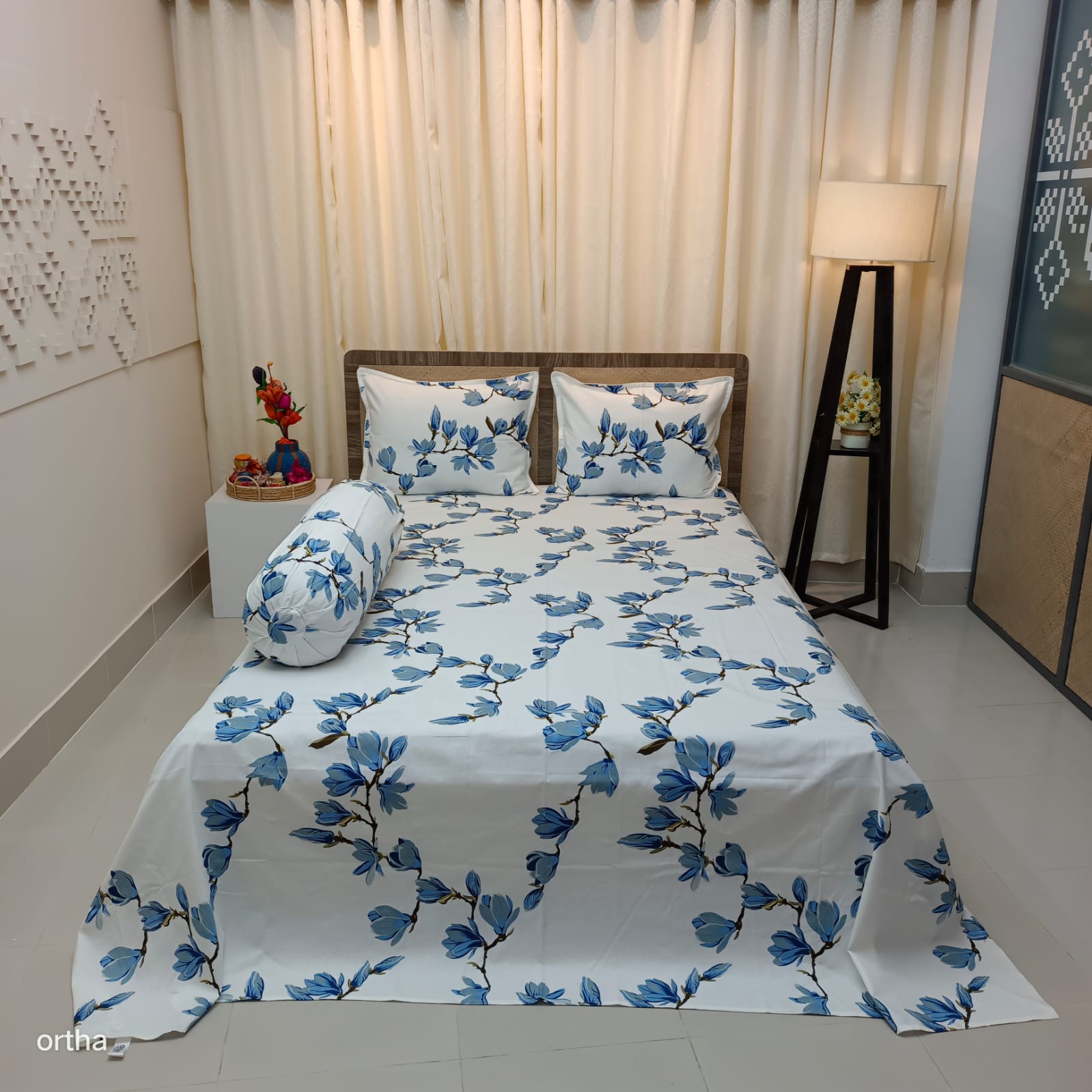 OLS Super King Size Luxury Twill Cotton Bedsheet - 4Pecs Set