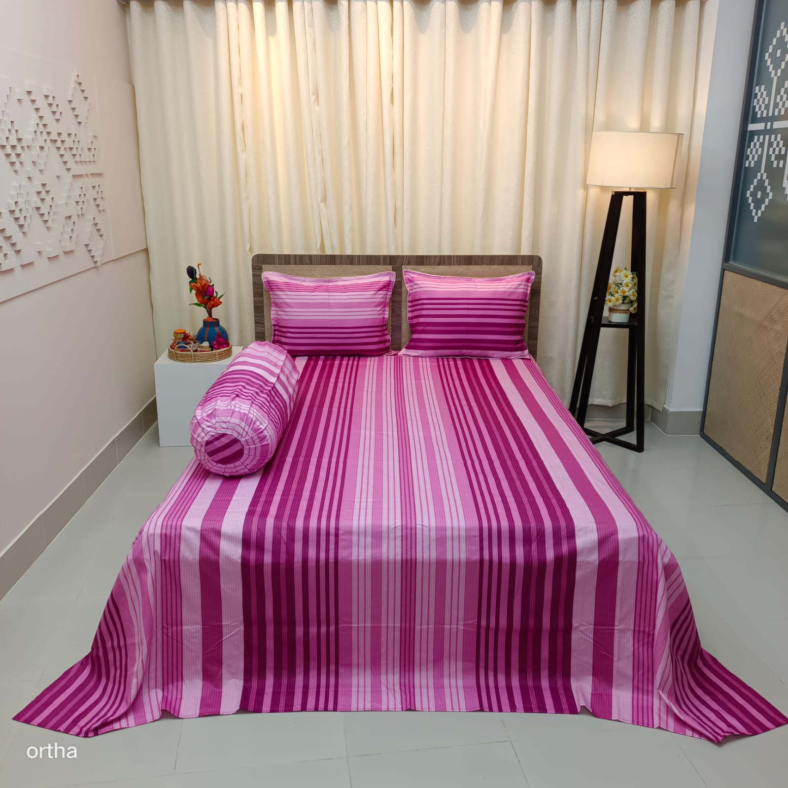 OLS Super King Size Luxury Twill Cotton Bedsheet - 4Pecs Set