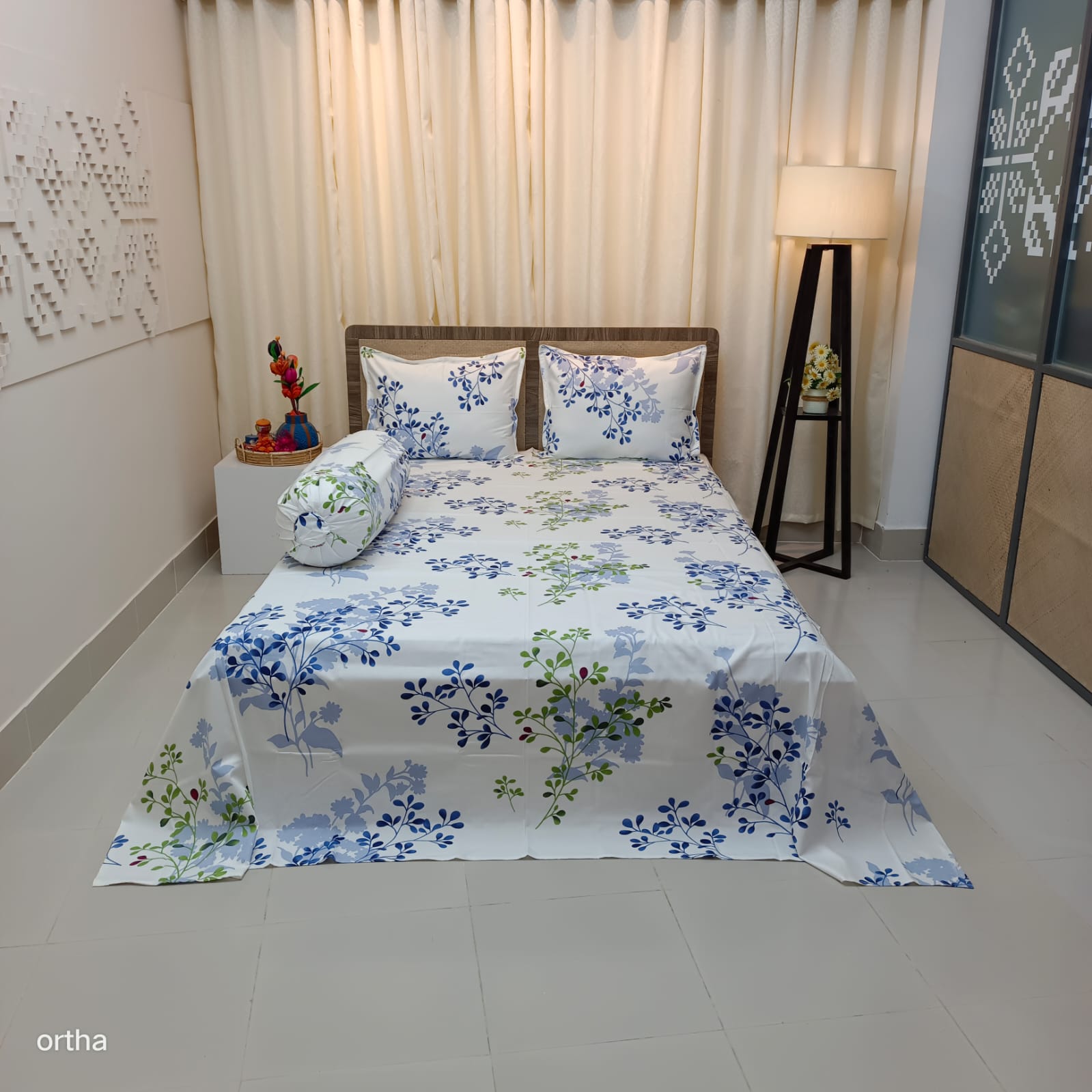 OLS Super King Size Luxury Twill Cotton Bedsheet - 4Pecs Set
