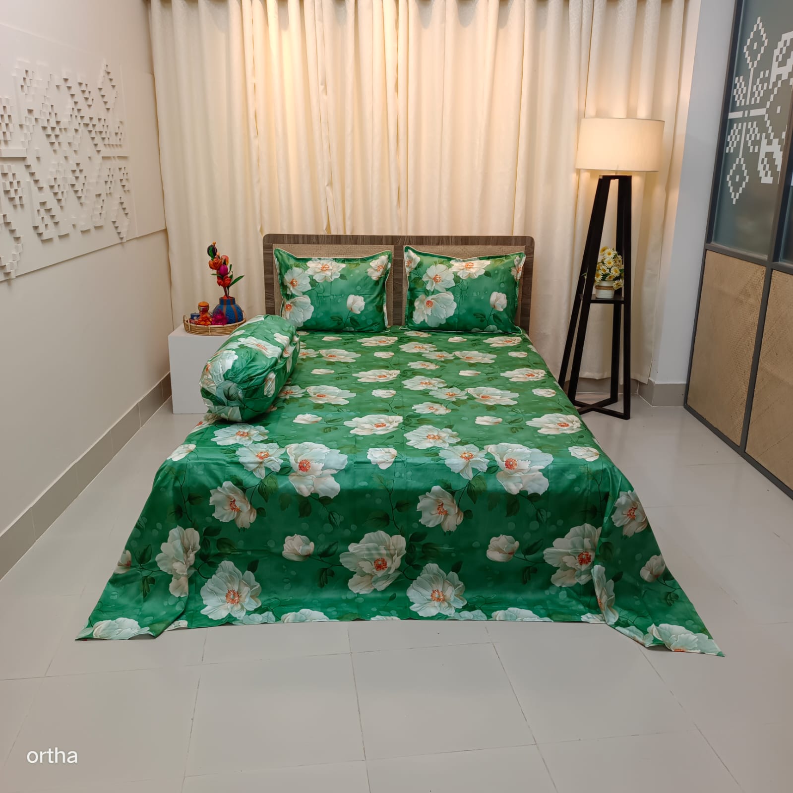 OLS Super King Size Luxury Twill Cotton Bedsheet - 4Pecs Set
