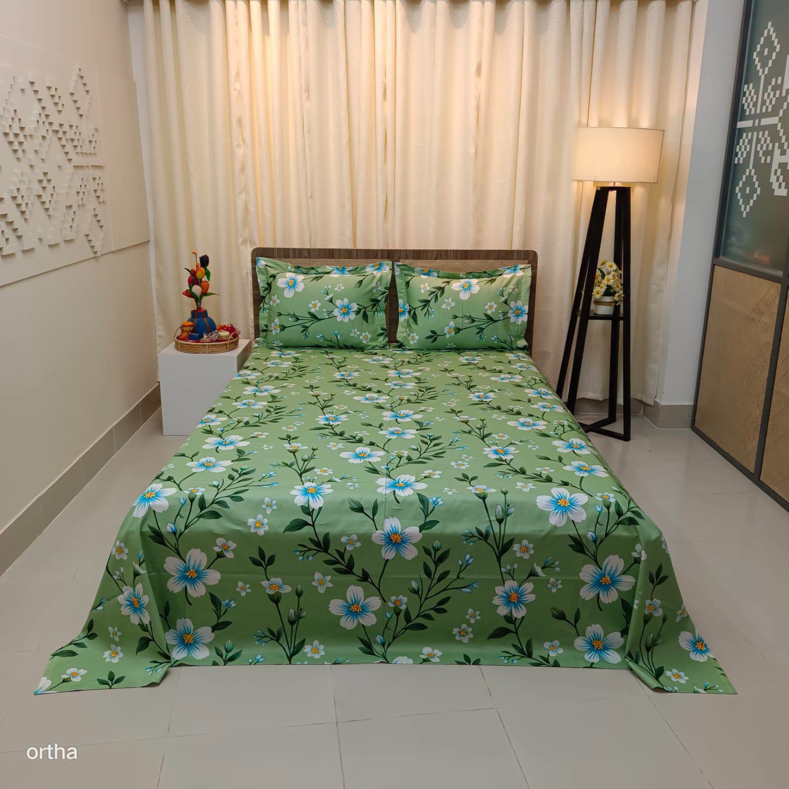 Luxury Twill Cotton Ortha Bedsheet – King Size – 3Pecs – Pastel