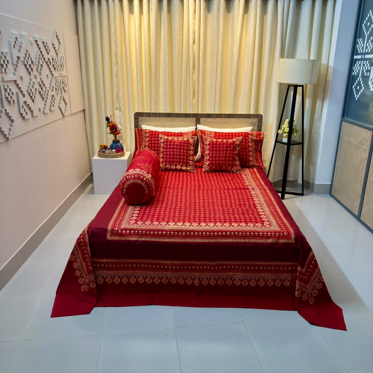 Ortha exclusive 6-piece hand-block printed bedsheet set
