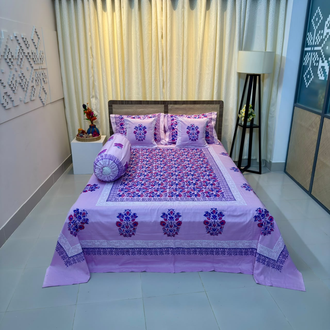 Ortha exclusive 6-piece hand-block printed bedsheet set