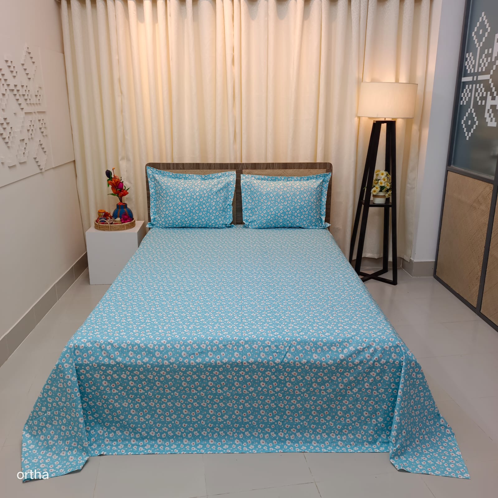 ORTHA EXCLUSIVE COTTON KING SIZE BEDSHEET – 3 PECS SET - HAWA