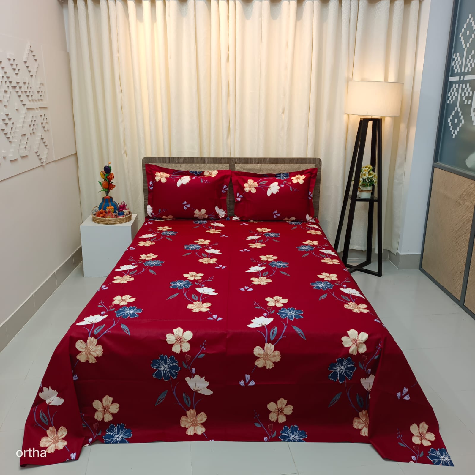 100% Cotton Luxury Twill Ortha Bedsheet – King Size – 3Pecs