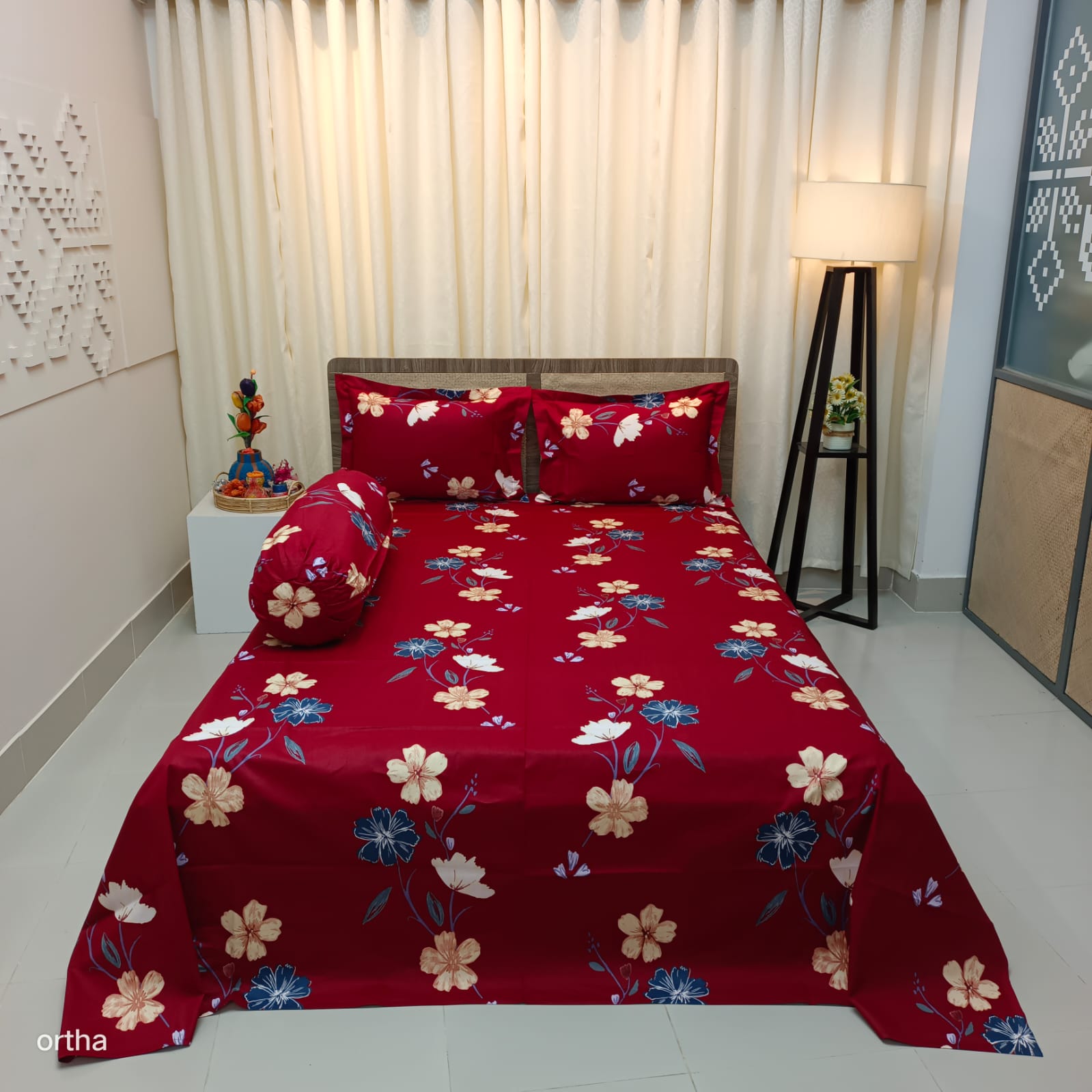 100% Cotton 4Pecs Luxury Twill Ortha Bedsheet – King Size