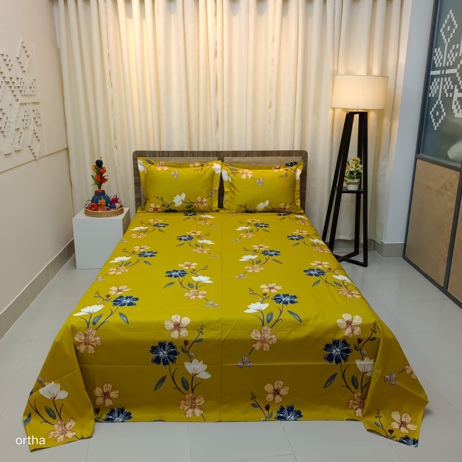 100% Cotton Luxury Twill Ortha Bedsheet – King Size – 3Pecs