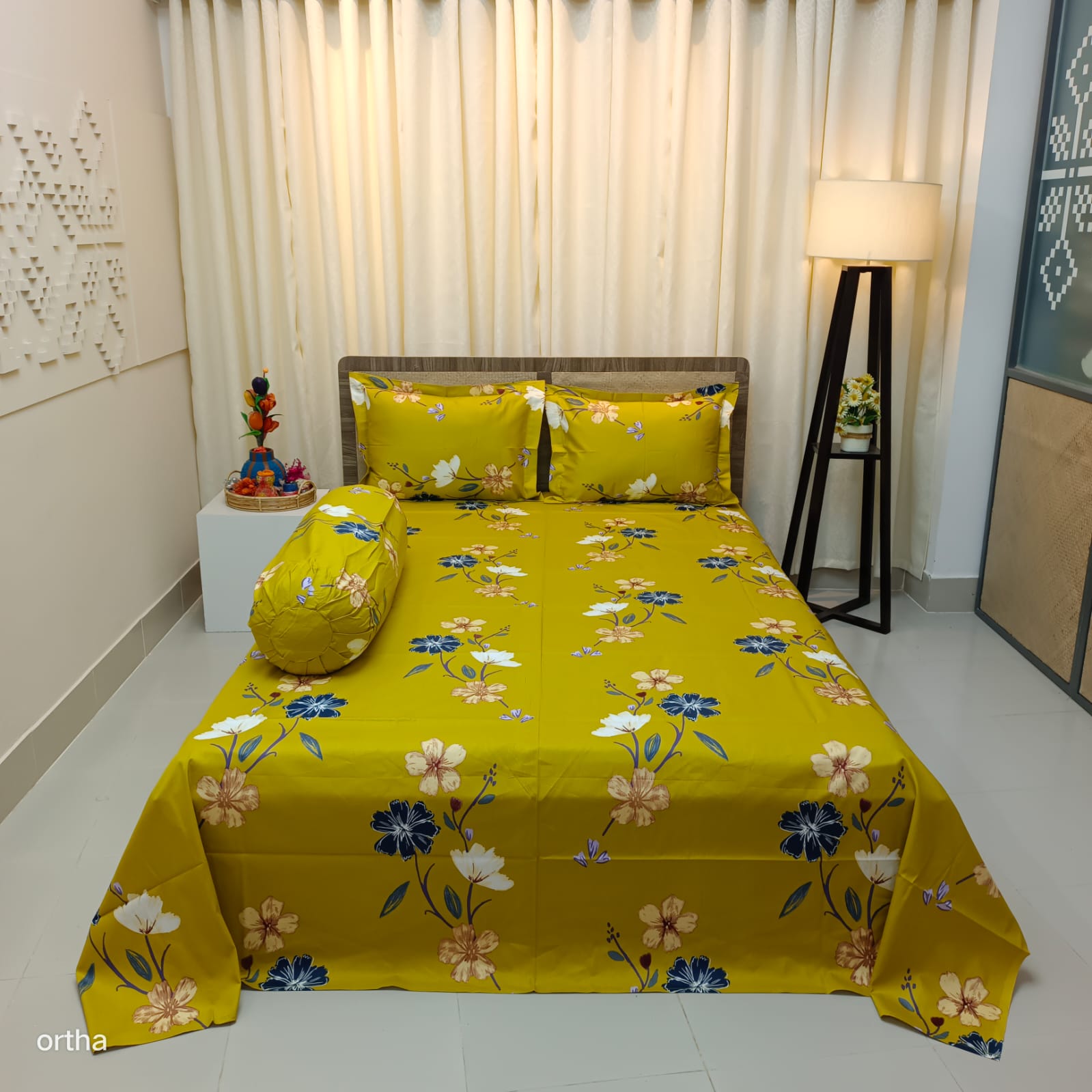 100% Cotton 4Pecs Luxury Twill Ortha Bedsheet – King Size