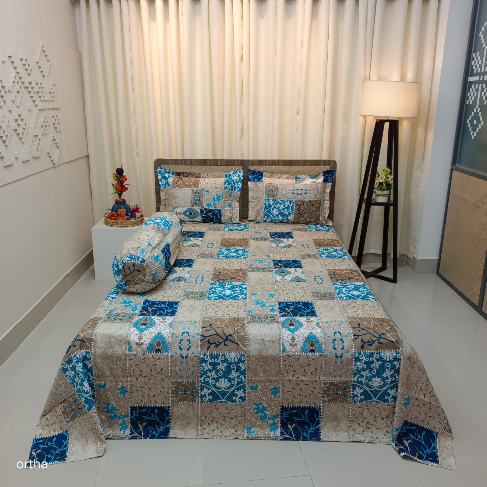 100% Cotton 4Pecs Luxury Twill Ortha Bedsheet – King Size
