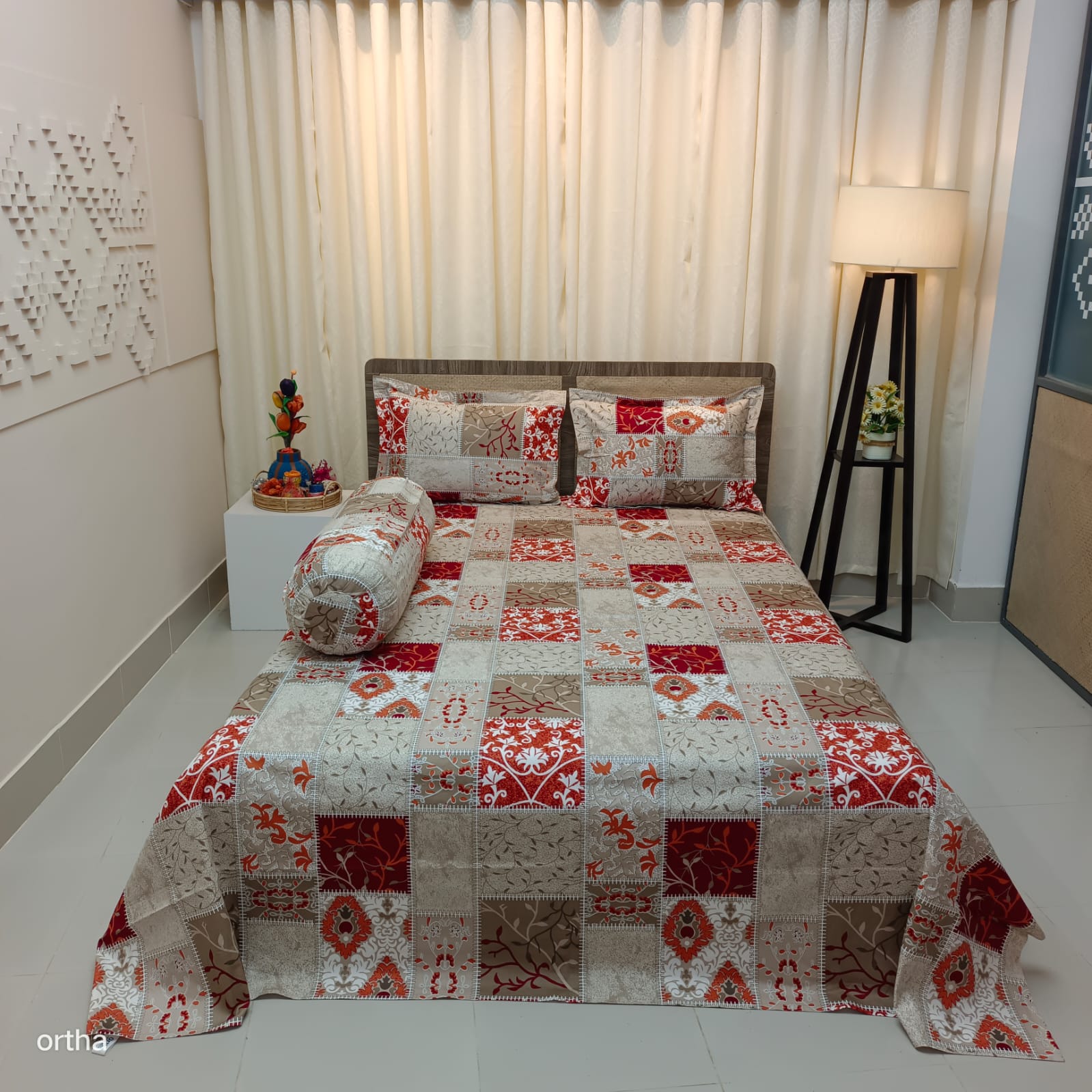 100% Cotton 4Pecs Luxury Twill Ortha Bedsheet – King Size