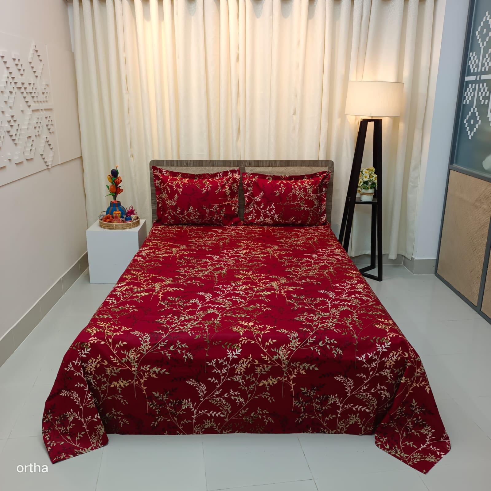 100% Cotton Luxury Twill Ortha Bedsheet – King Size – 3Pecs