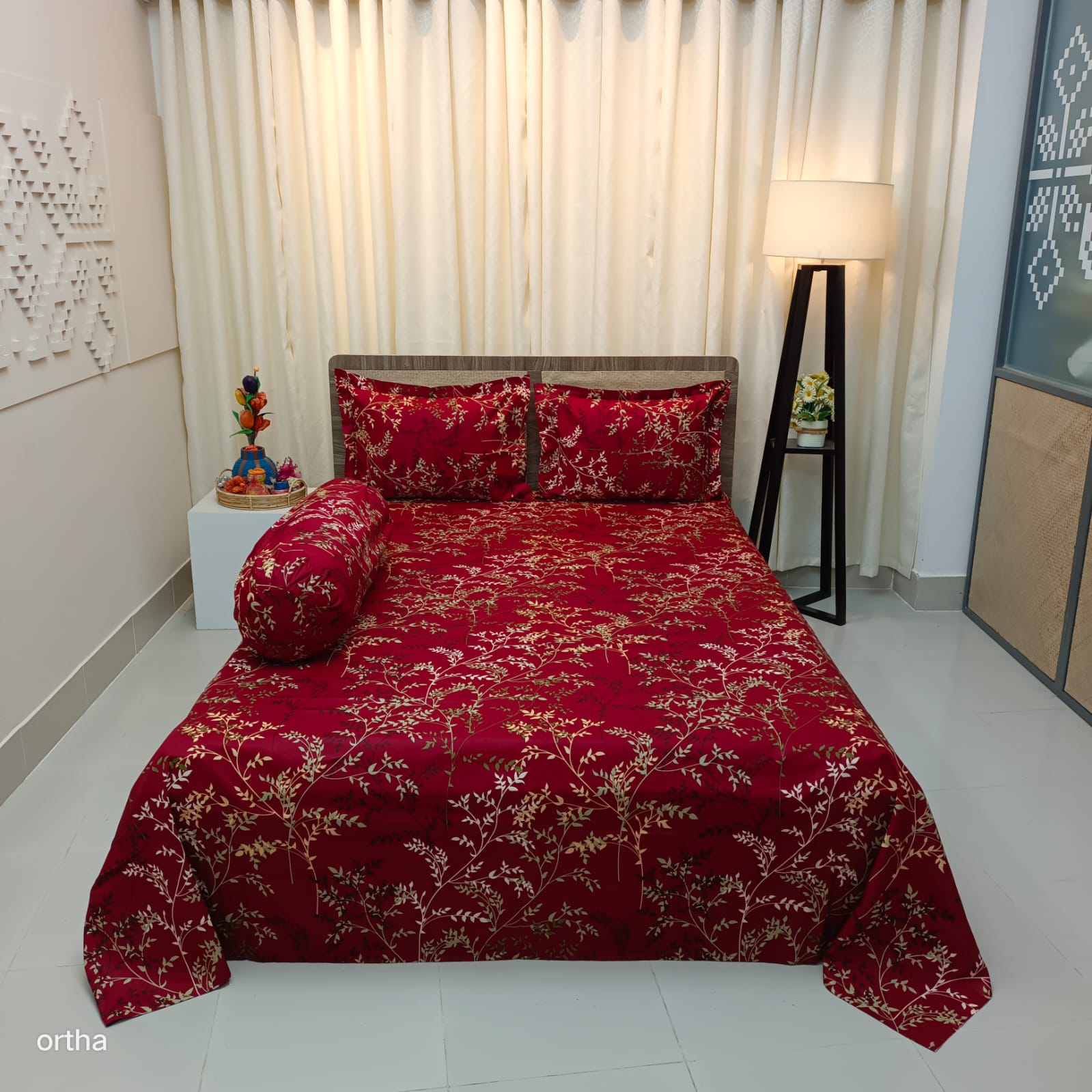 100% Cotton 4Pecs Luxury Twill Ortha Bedsheet – King Size