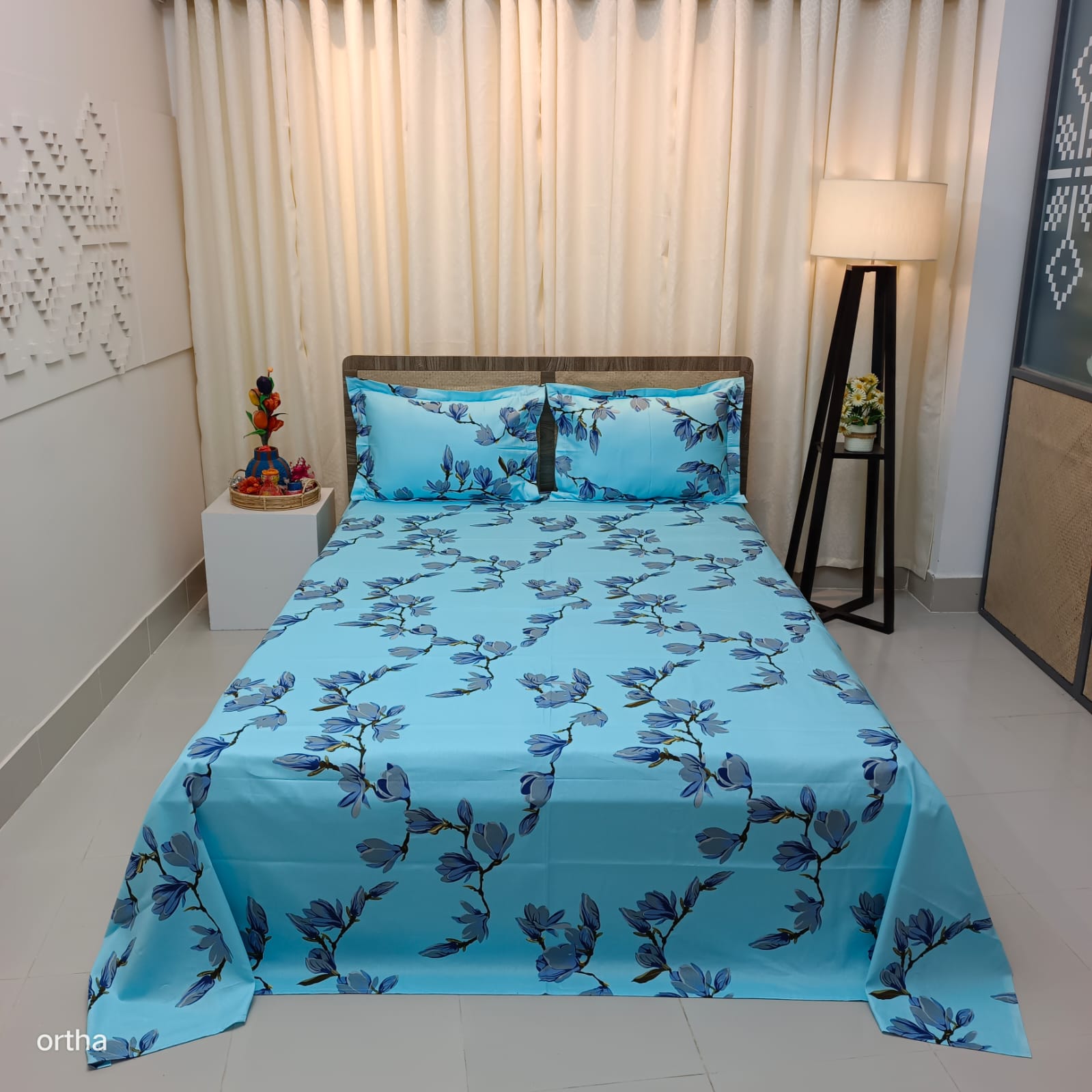 100% Cotton Luxury Twill Ortha Bedsheet – King Size – 3Pecs